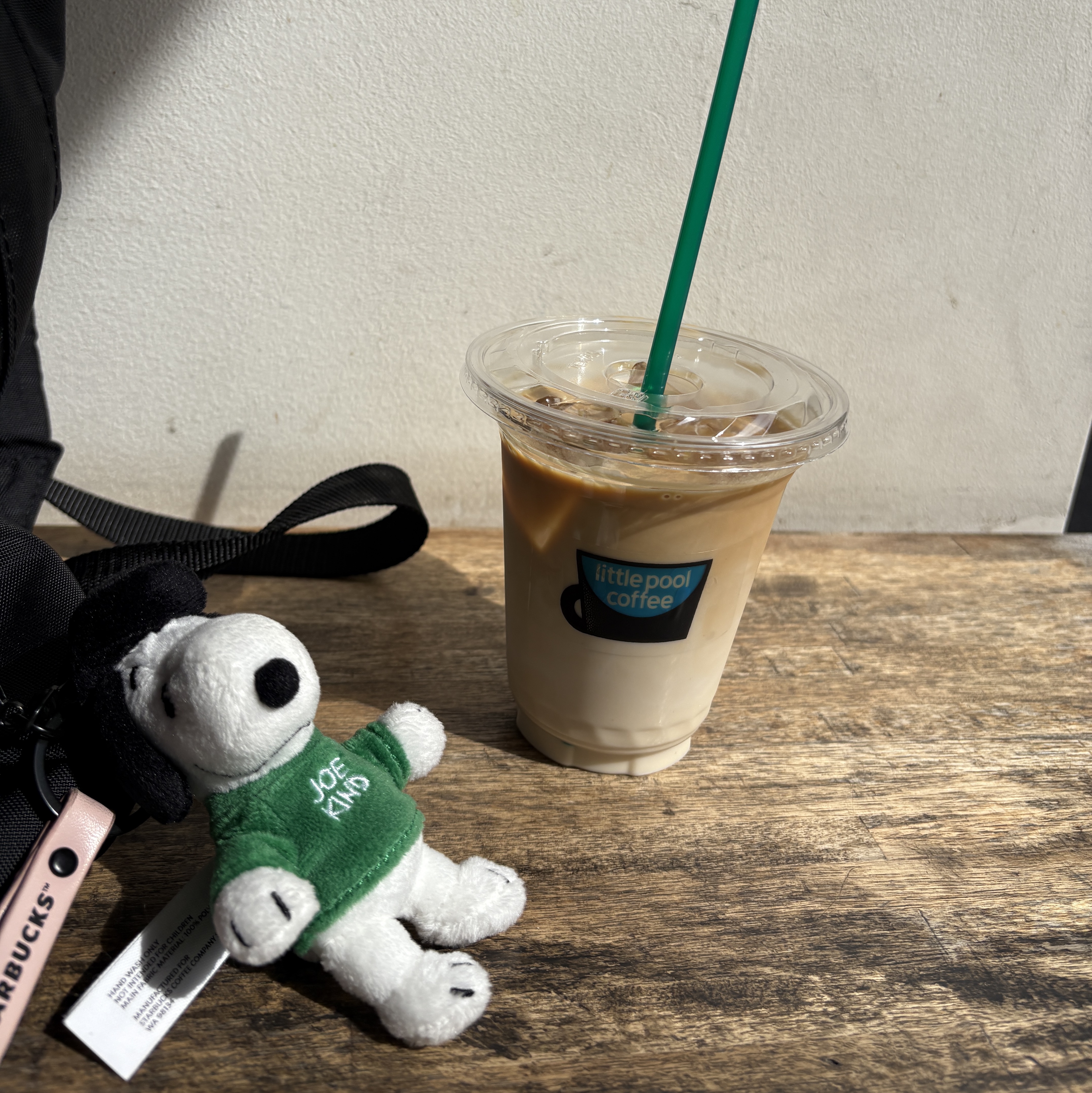 Starbucks x Peanuts Keychain White Green, CDG Backpack Black 착용 스타일 - 2