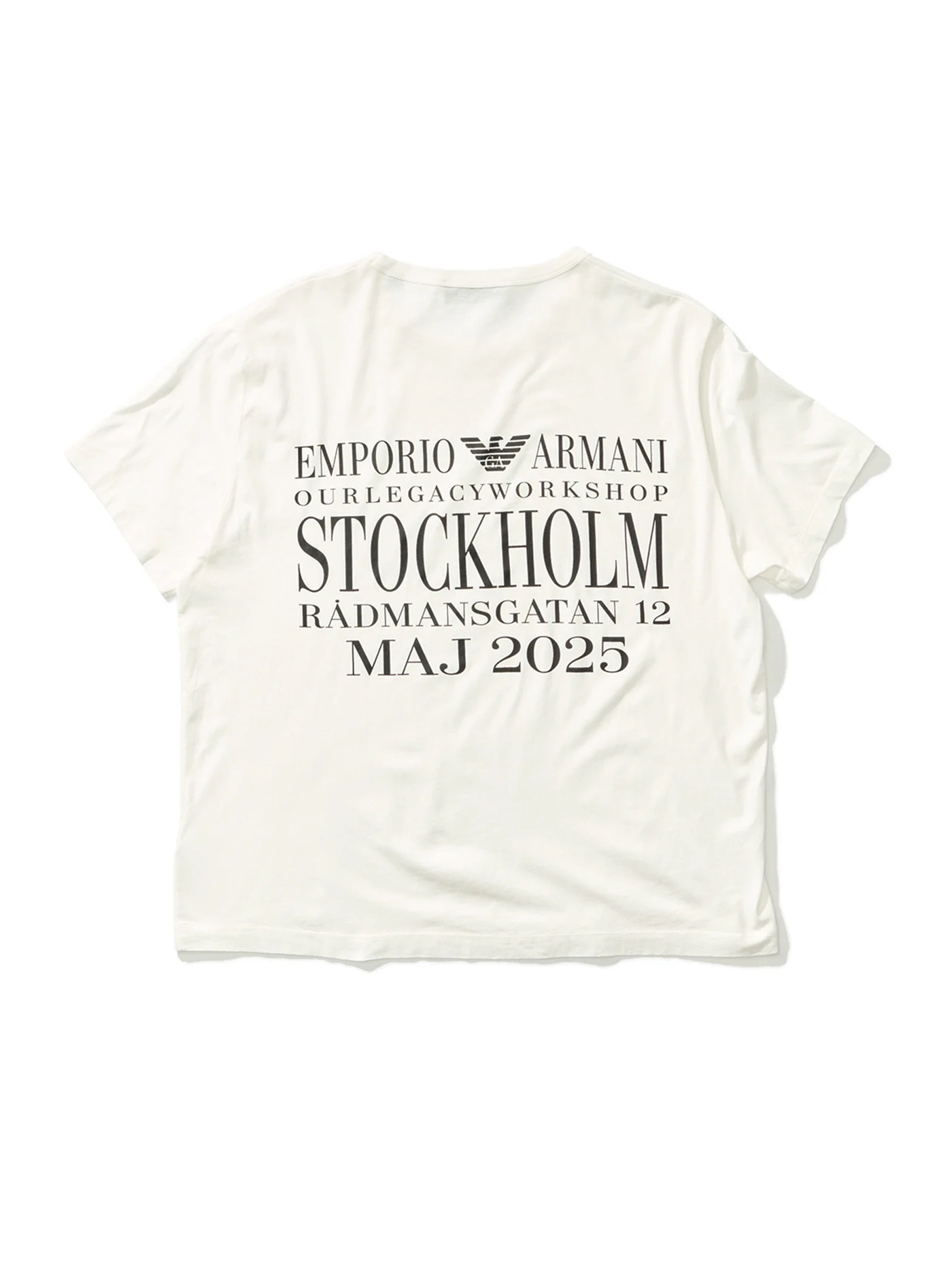 Our Legacy Work Shop x Emporio Armani Primo T-Shirt Bianco Stoccolma Print 착용 스타일 - 3