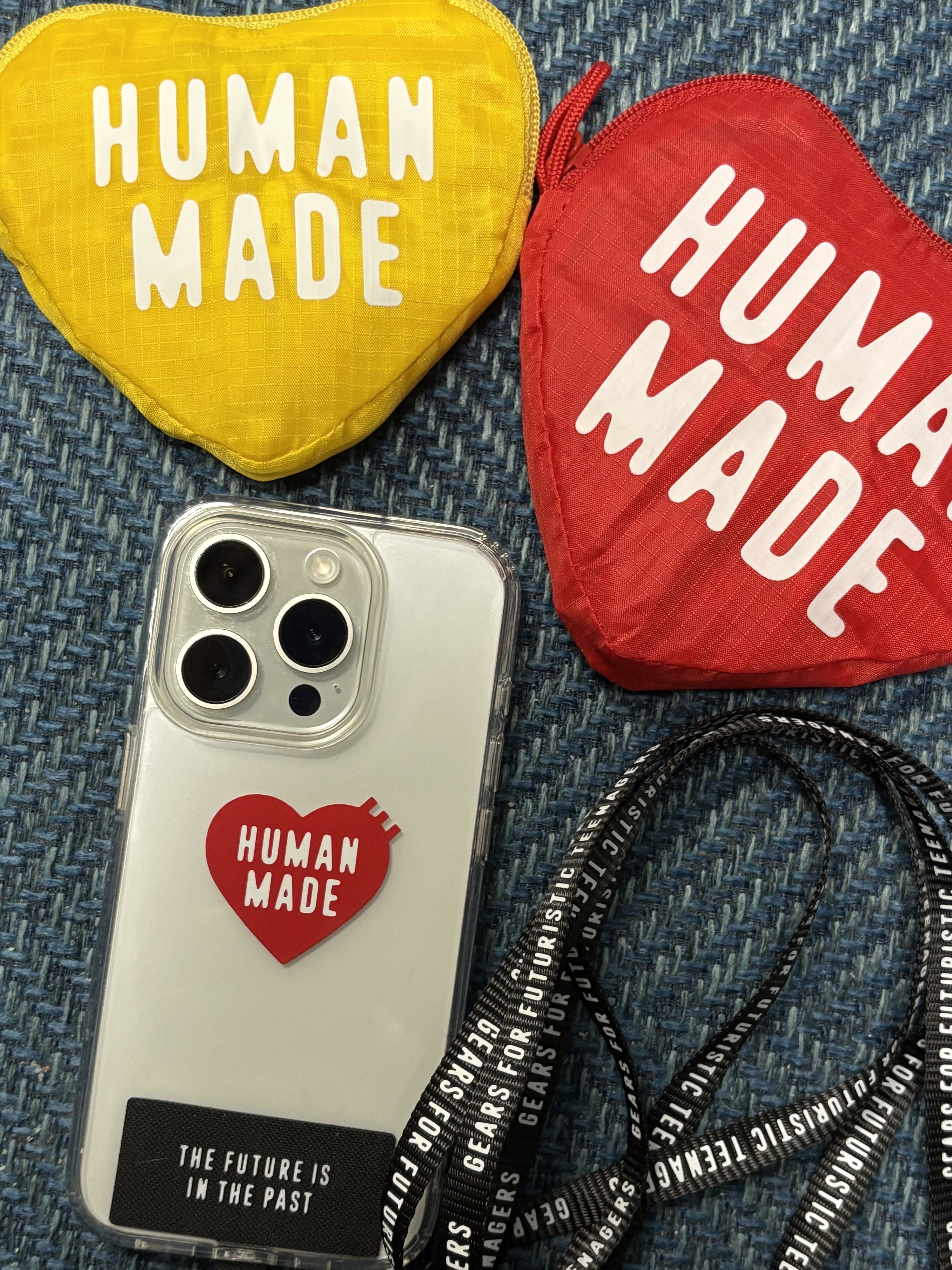 Human Made HM iPhone 15 Pro Case Black, Human Made Heart Shopping Bag Large Red 착용 스타일