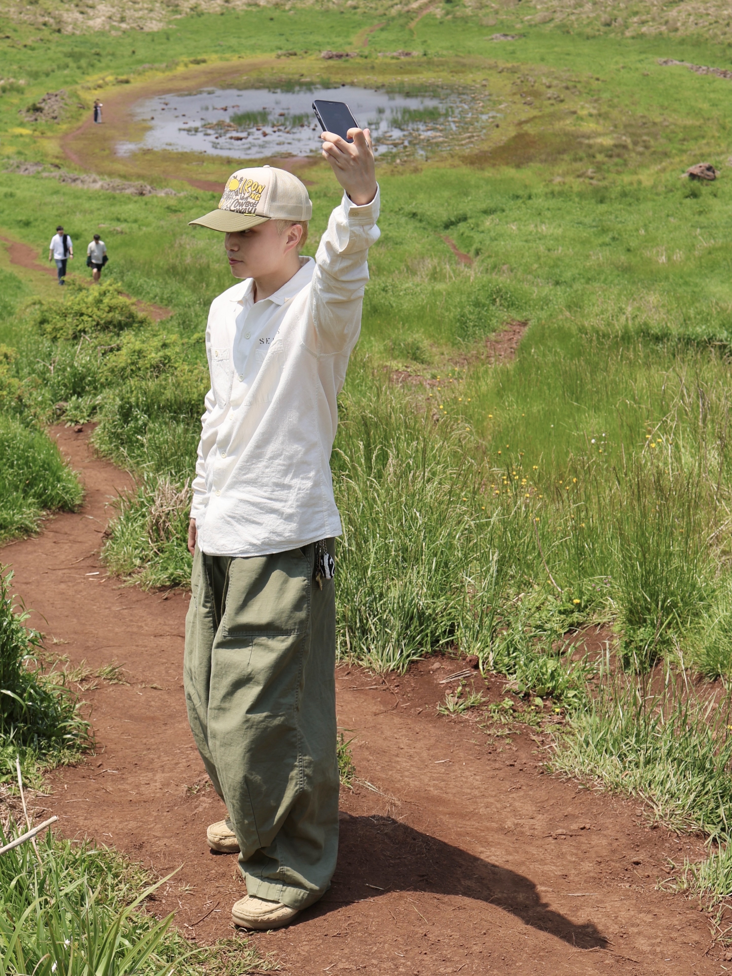 Kapital Kountry Dirty Shrink Truck Cap Kinari Khaki, Needles H.D. Fatigue Pants Olive 착용 스타일 - 2
