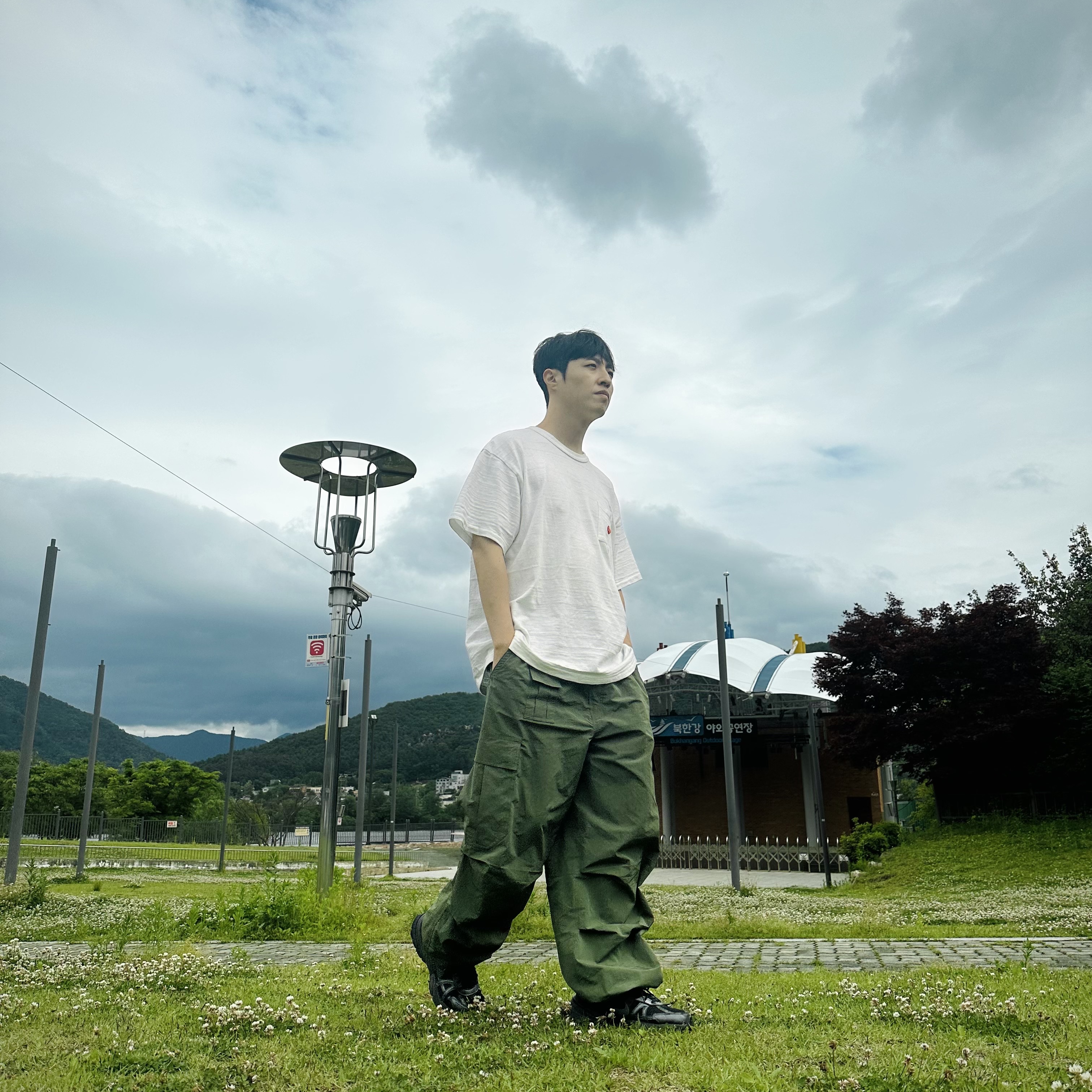 Wildthings Military Cargo Pants Olive Green, Human Made Pocket T-Shirt #2 White 착용 스타일 - 2