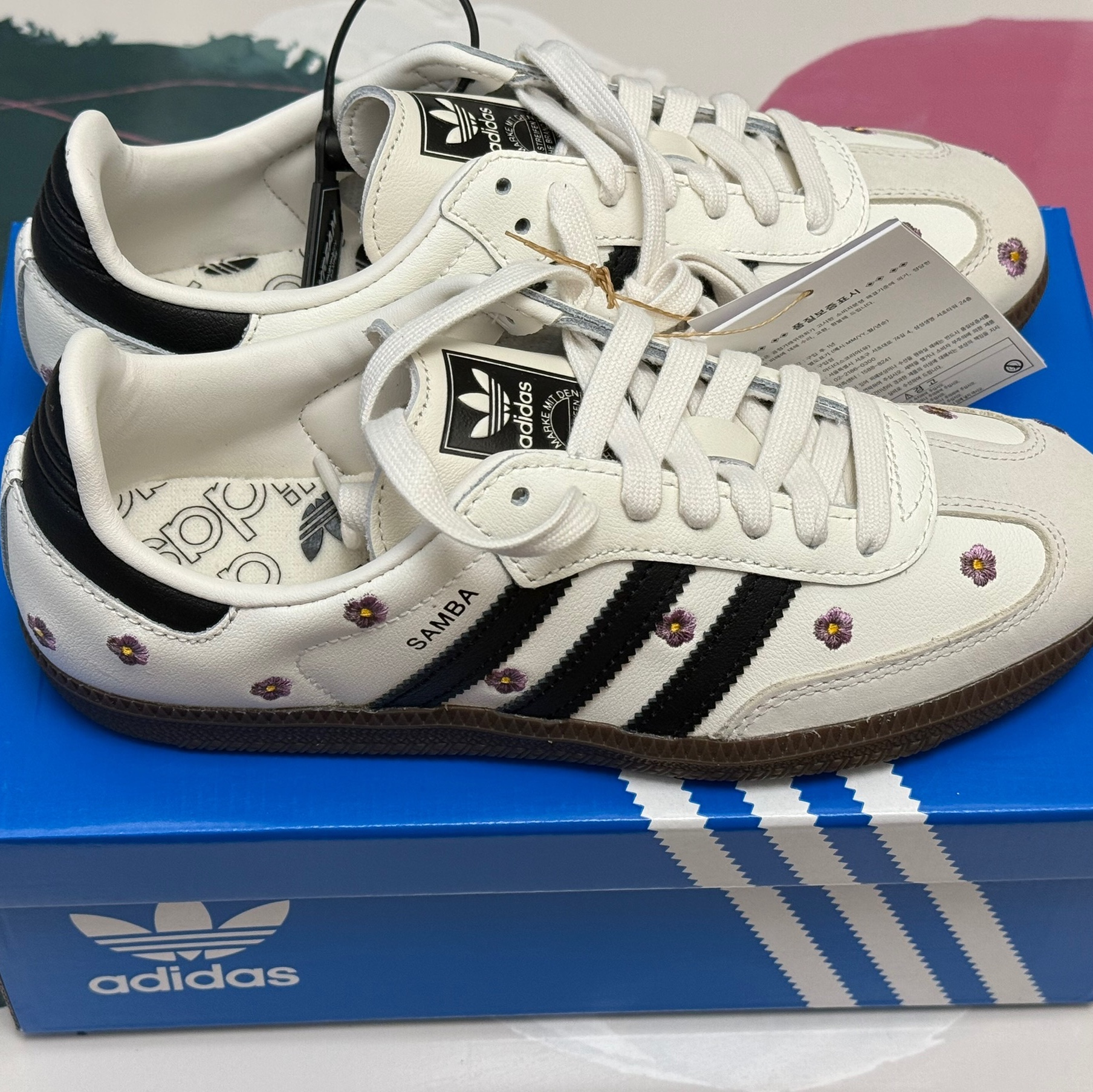 (W) Adidas Samba OG Cloud White Core Black 착용 스타일