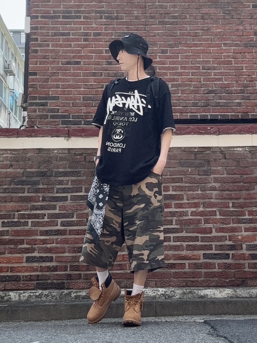 Timberland Premium 6 inch Waterproof Boot Wheat Nubuck - Medium, SLOW RECORD HOUSE Carpenter Bermuda Wide Camo Pants Vintage Green 착용 스타일 - 3