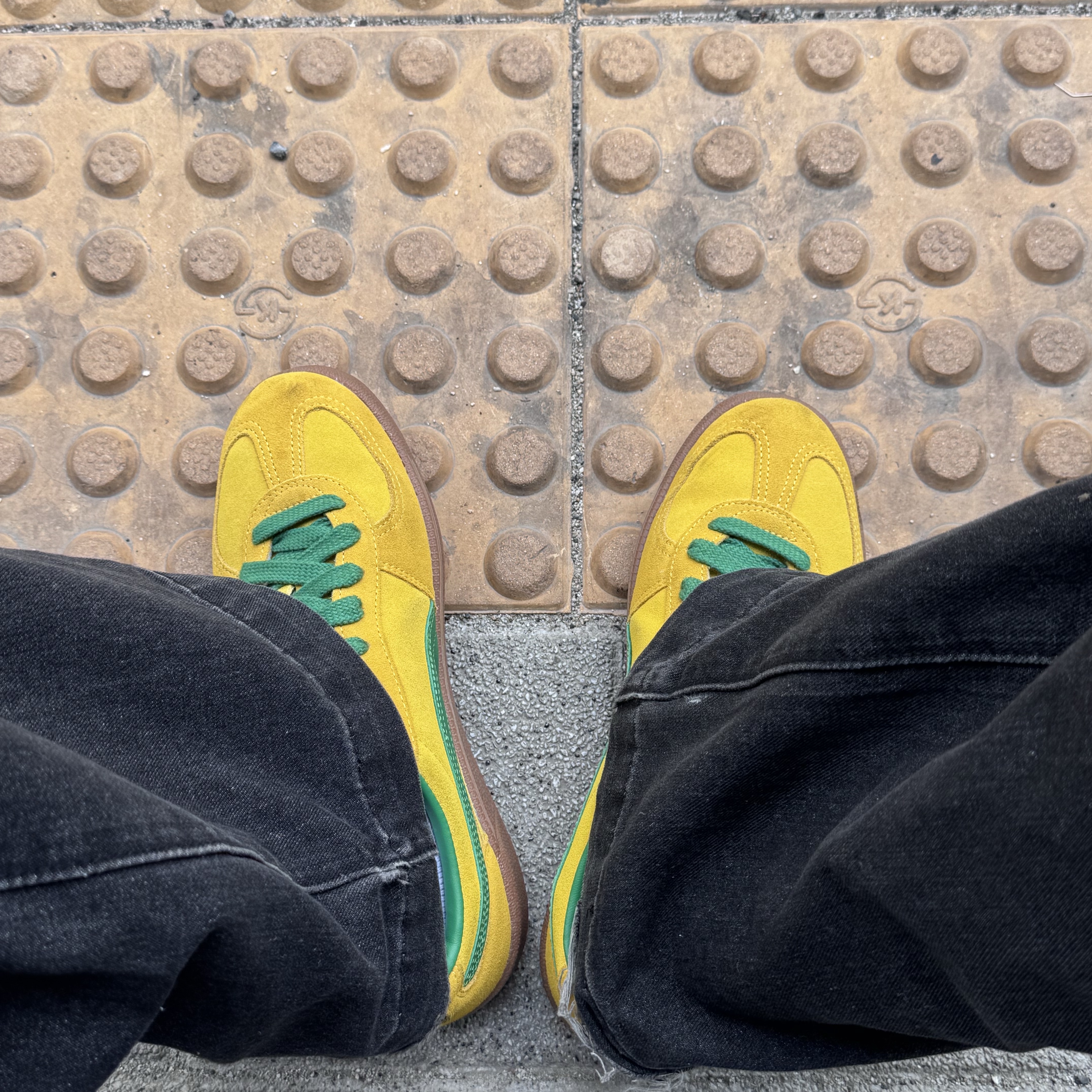 Puma Palermo Pele Yellow Archive Green 착용 스타일