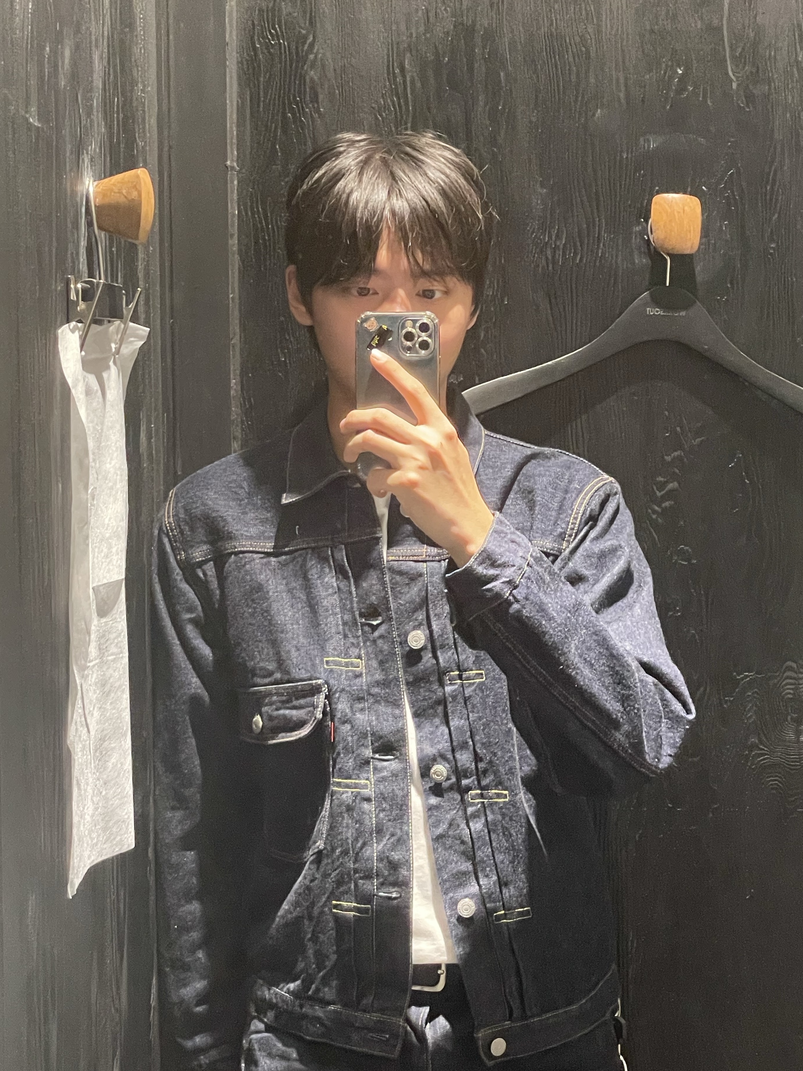 Fullcount 2107W-20 Type 1 Denim Jacket One Wash Indigo Blue - Red Tab, Fullcount 1101W Straight Denim One Wash Indigo Blue 착용 스타일 - 2