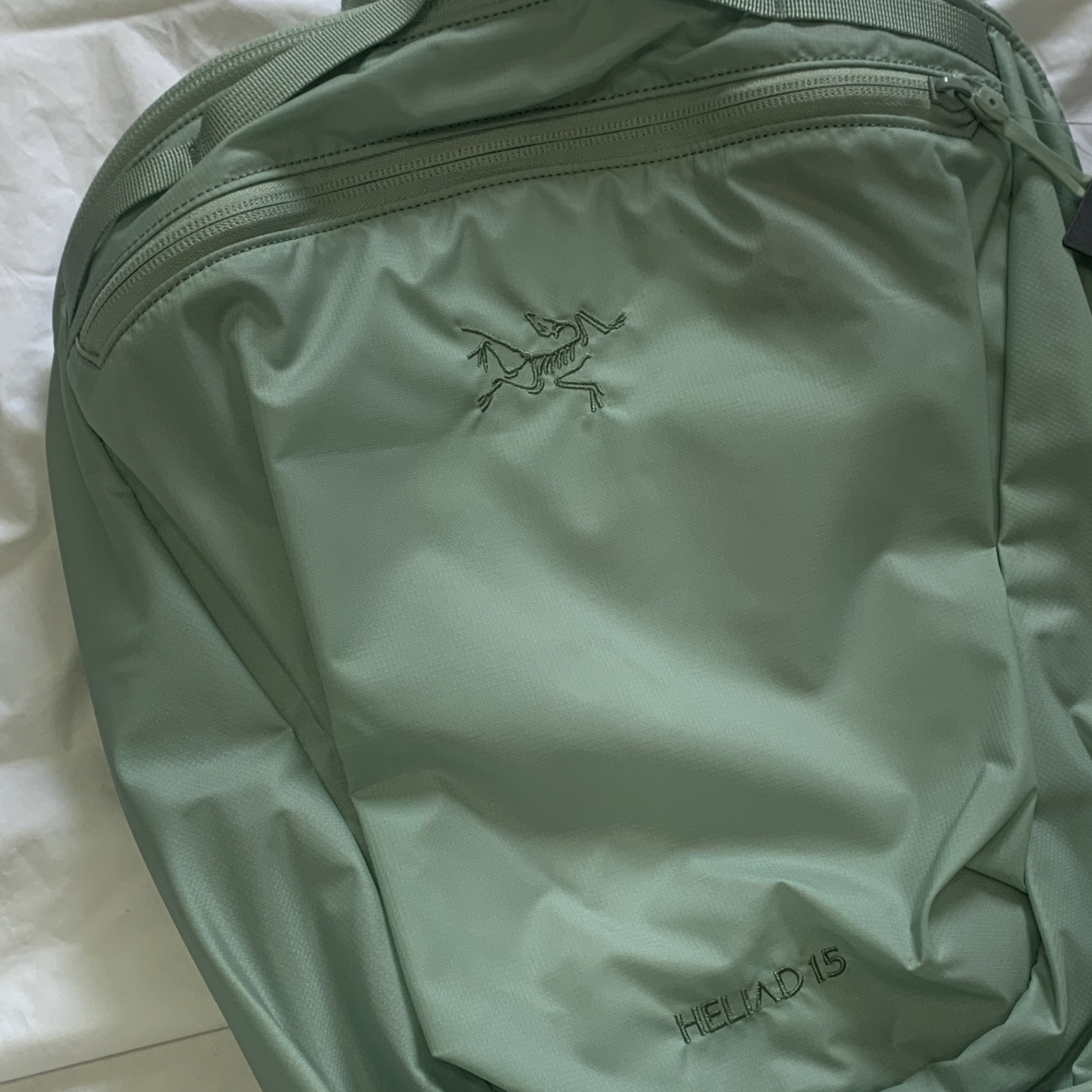 Arc'teryx Heliad 15 Backpack Stone Green 착용 스타일