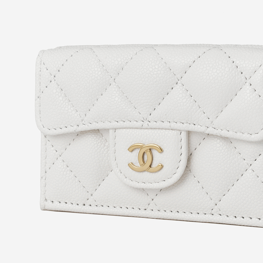 샤넬 클래식 스몰 플랩 지갑 그레인드 샤이니 카프스킨 & 골드 메탈 화이트(Chanel Classic Small Flap Wallet Grained Shiny Calfskin & Gold White) - 4