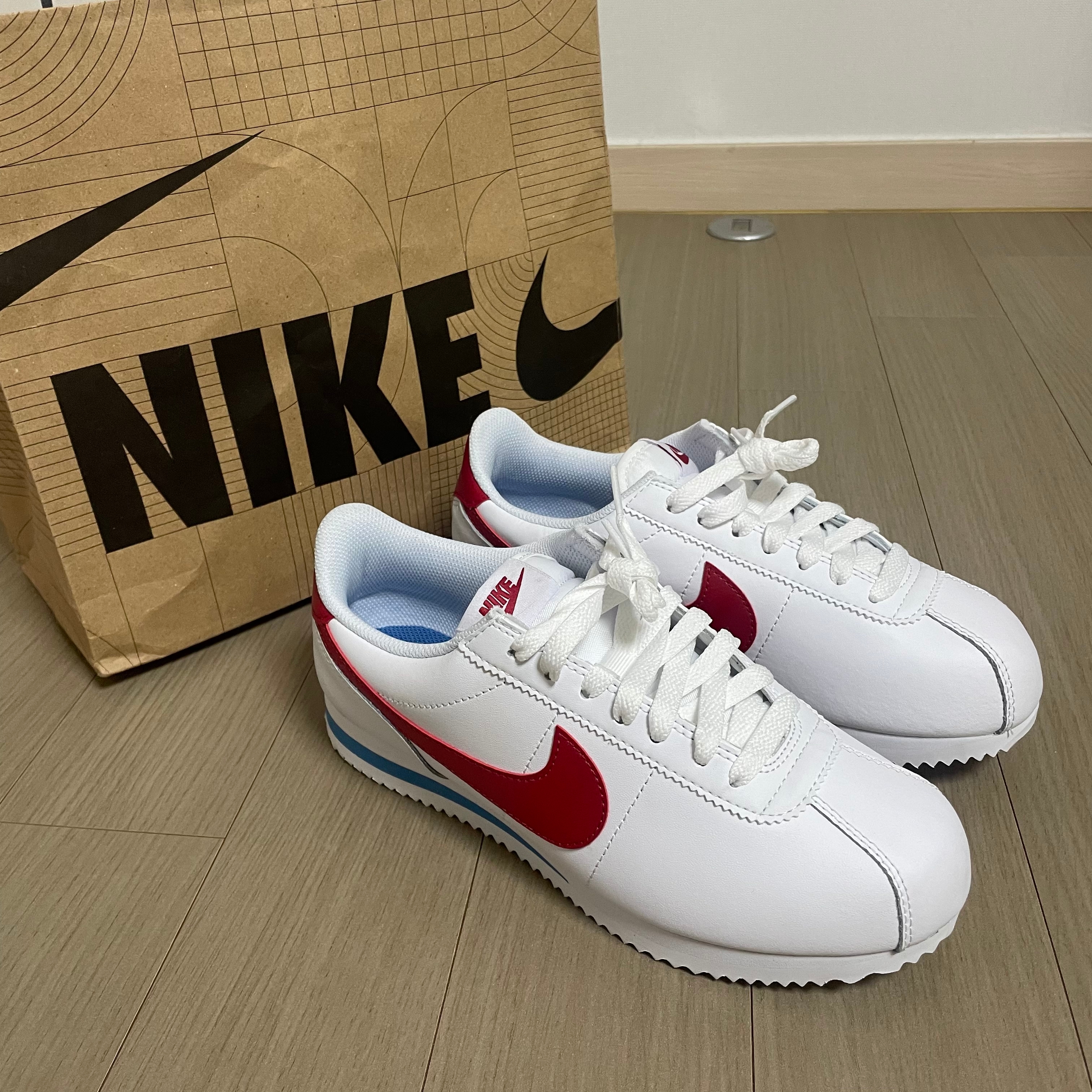 (W) Nike Cortez Leather White Varsity Red 착용 스타일 - 3