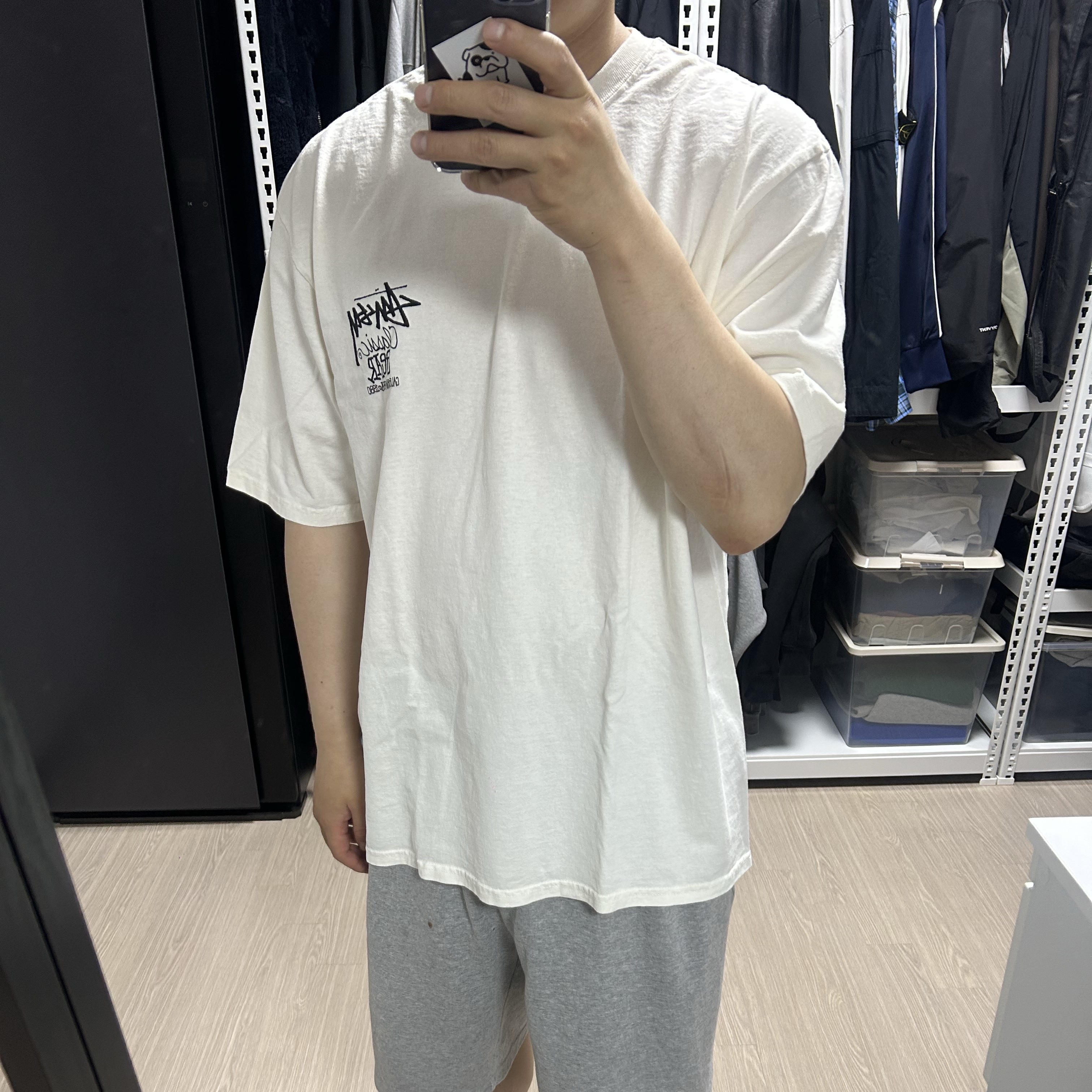 Stussy Pigment Dyed Classic Gear T-Shirt Natural 착용 스타일