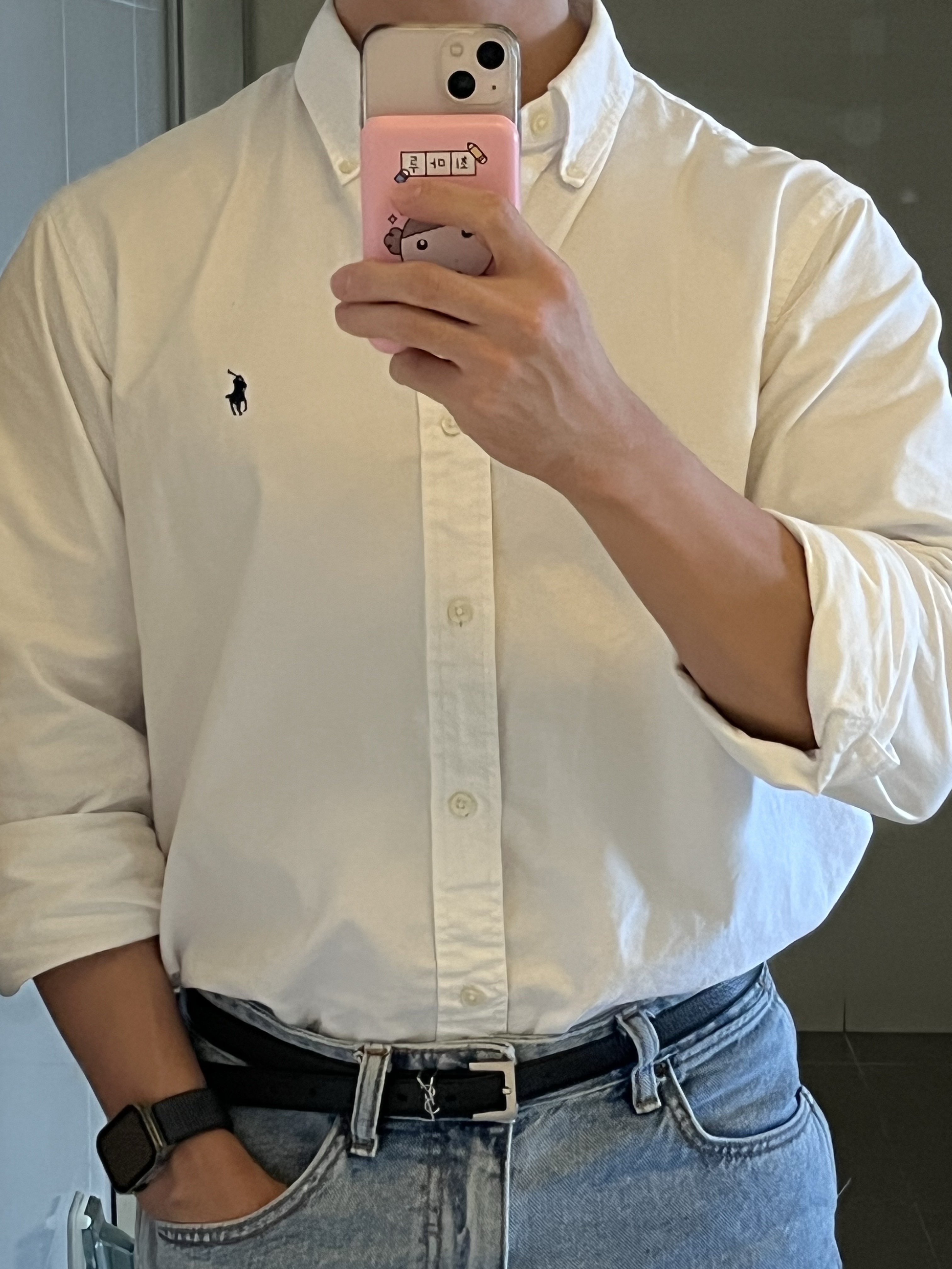 [30% 적립] Polo Ralph Lauren Classic Fit Garment Dyed Oxford Shirt White, Maru is a Puppy Mag Safe External Battery 5000mAh Pencil Maru 착용 스타일