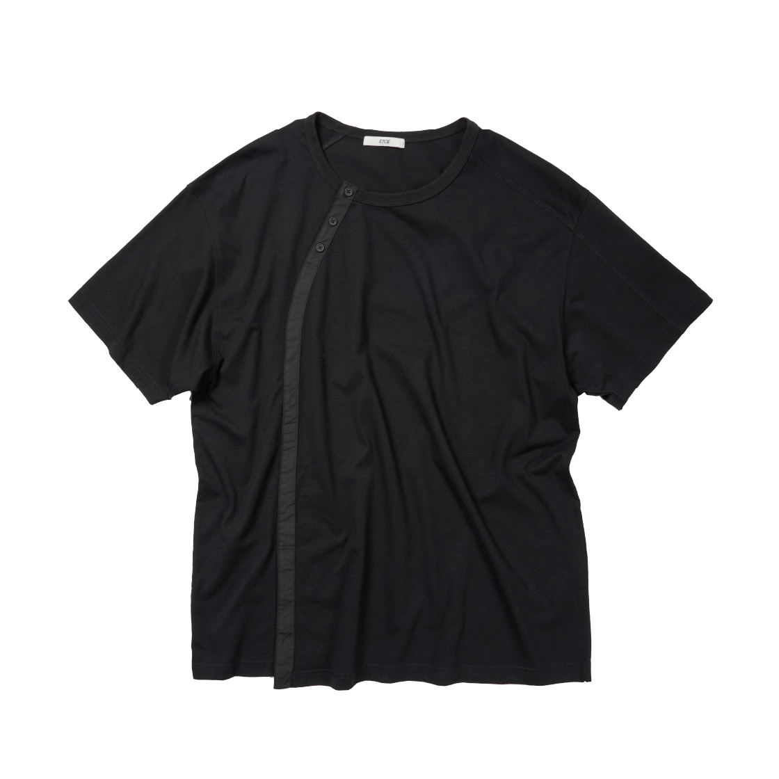 ET2502ST05BK ETCE Curved Henley Neck Tee Black