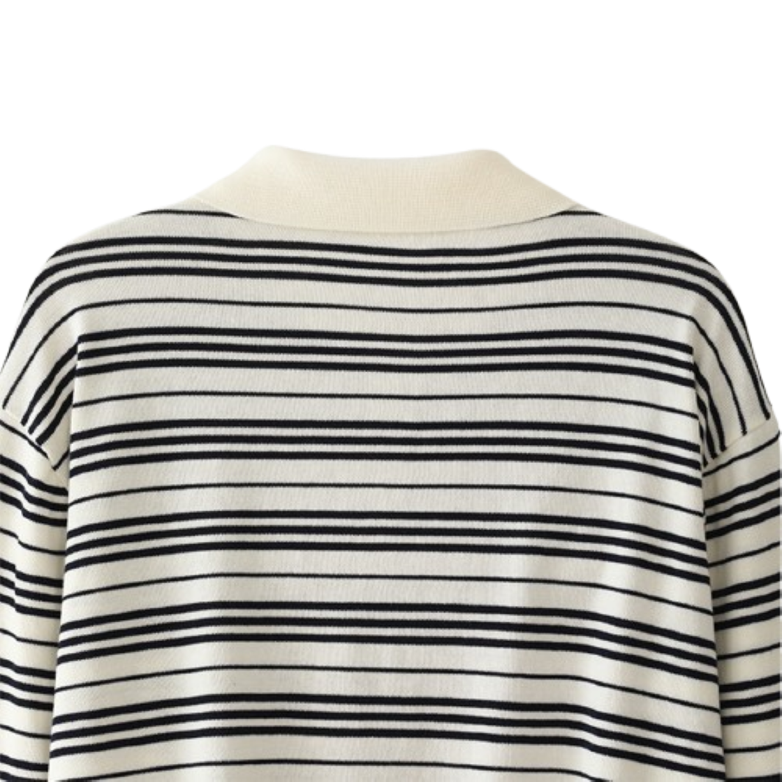 블루 선플라워 리조트 스트라이프 칼라 롱 슬리브 니트웨어 아이보리(Blue Sunflower Resort Striped Collar Long Sleeve Knitwear Ivory) - 5