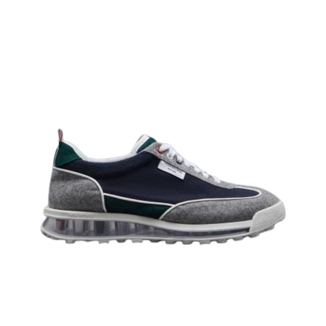 MFD239B-05507-311 Thom Browne Melton Clear Sole Tech Runner Grey Navy