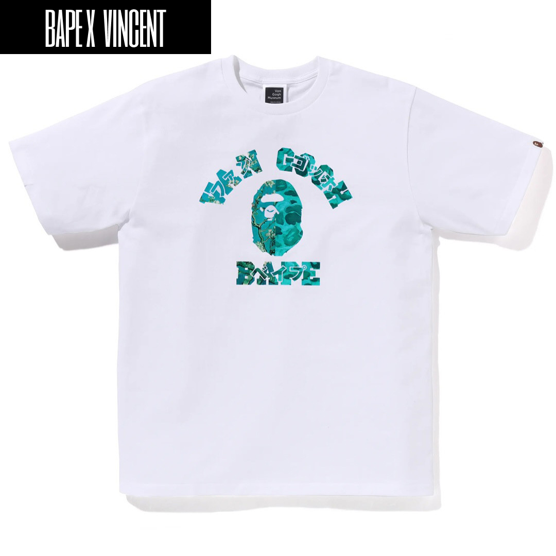 BAPE x Van Gogh Museum Ape Head Canvas Art T-Shirt White, BAPE x Van Gogh Museum Ape Head Canvas Art T-Shirt White Sax 착용 스타일 - 4