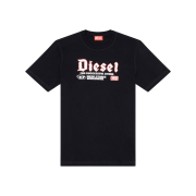 Diesel T-Adjust-K1 T-Shirt with Flocked Diesel Print Black