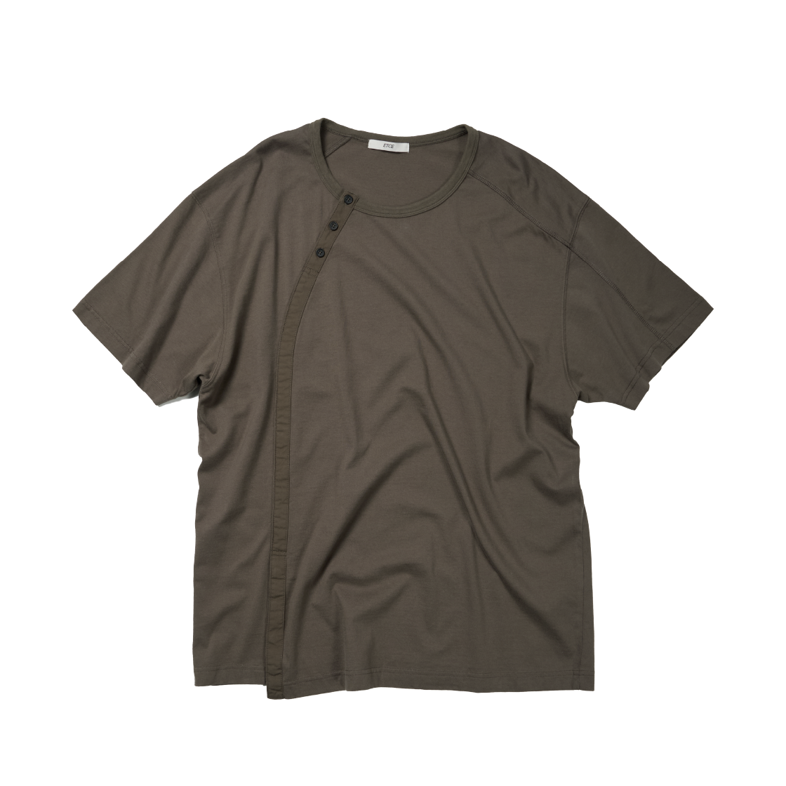 ET2502ST05BR ETCE Curved Henley Neck Tee Brown