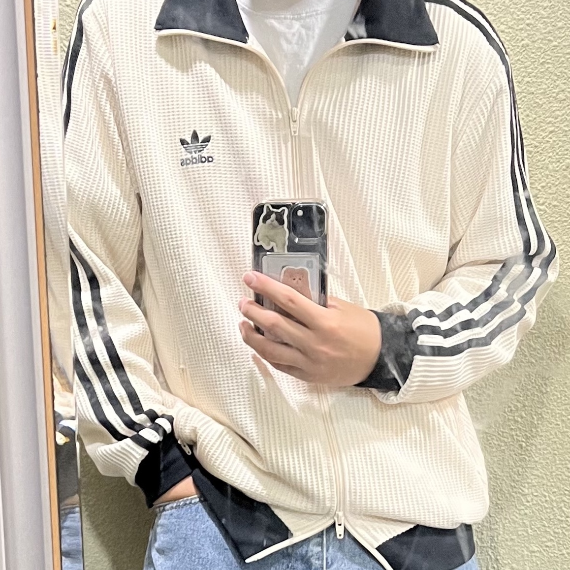 Adidas Waffle Beckenbauer Track Top Wonder White - KR Sizing 착용 스타일 - 2