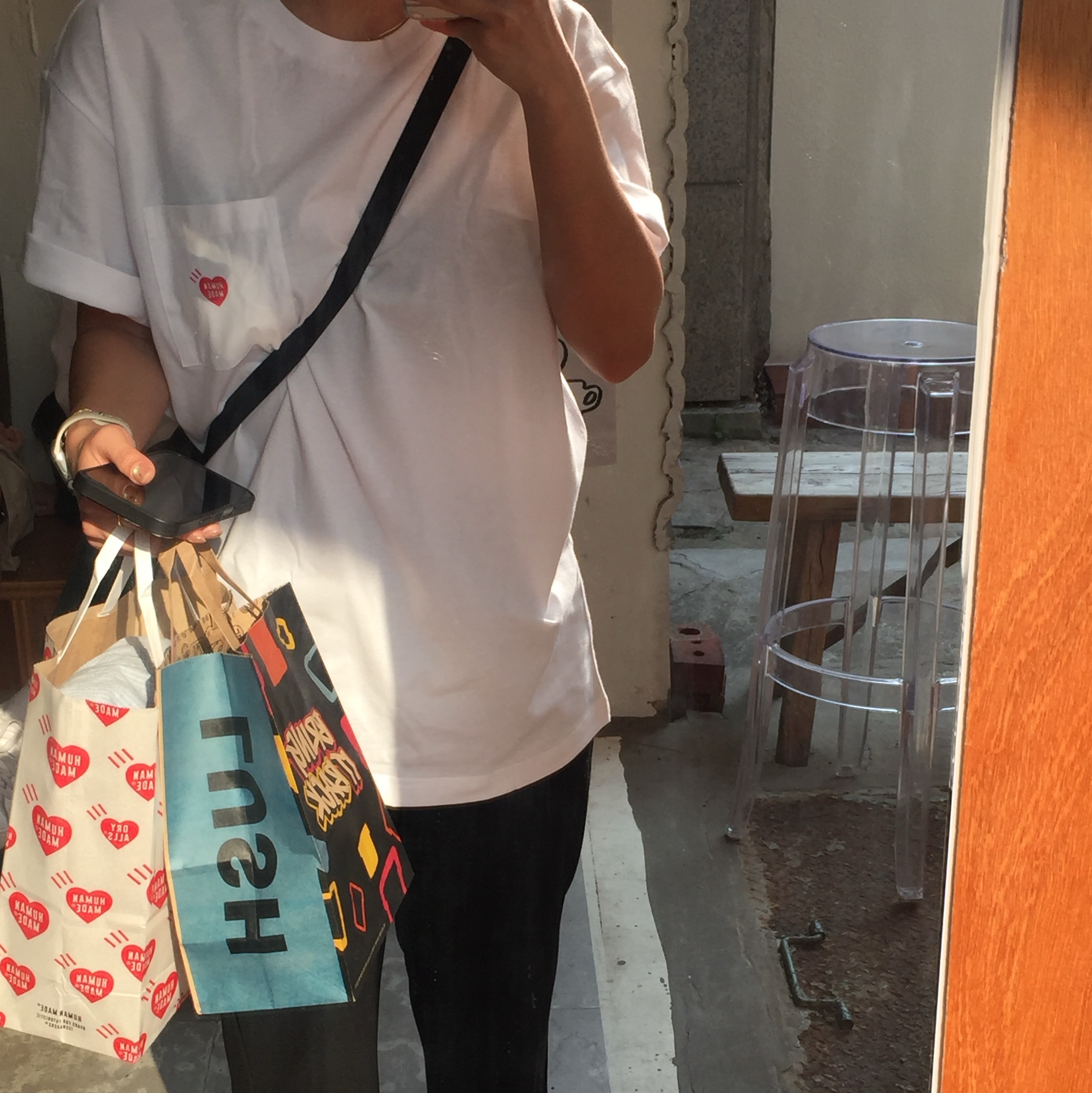 Human Made Pocket T-Shirt White Set (3 Pack) 착용 스타일