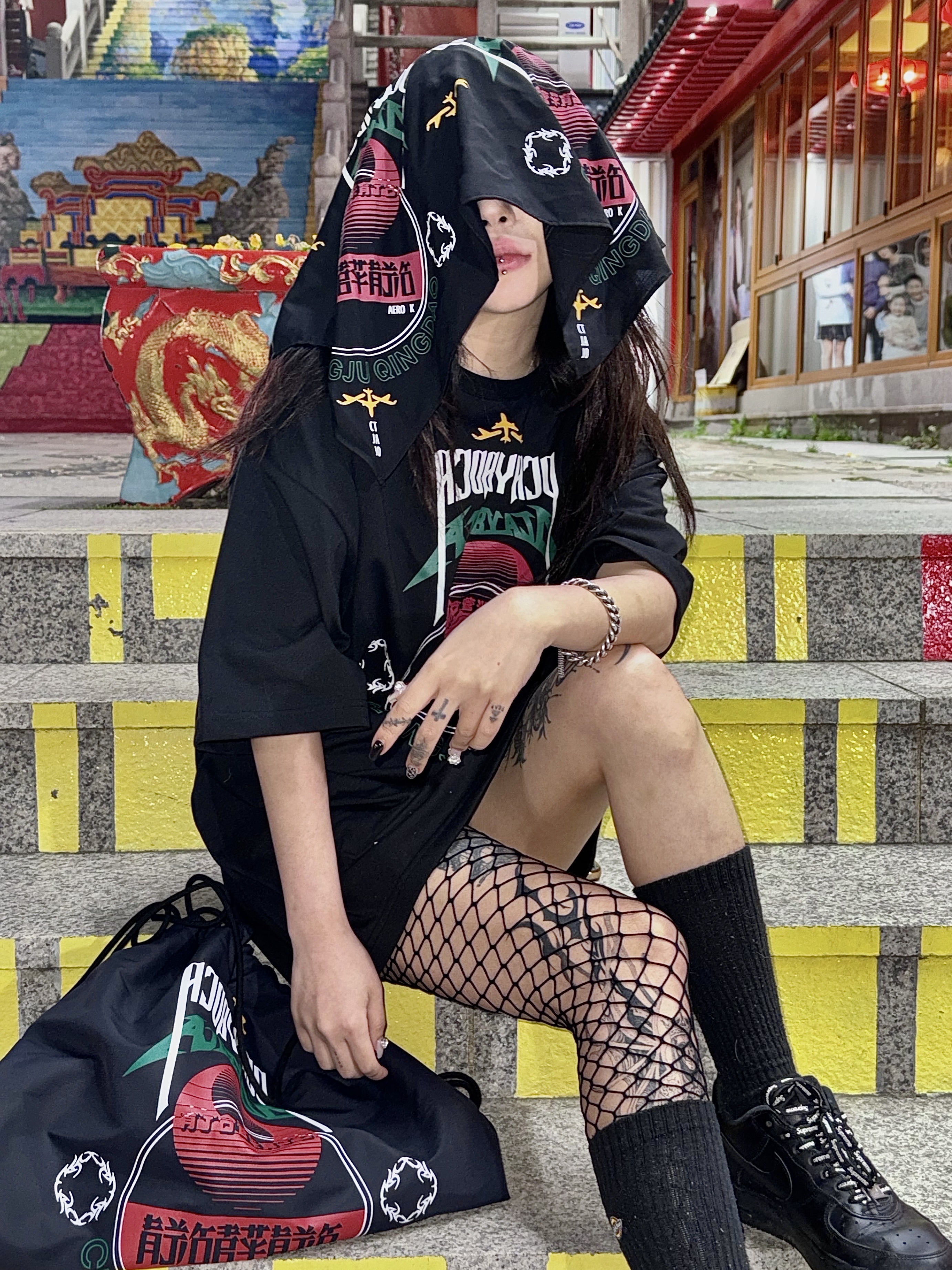 Nike x Supreme Air Force 1 Low Black 착용 스타일