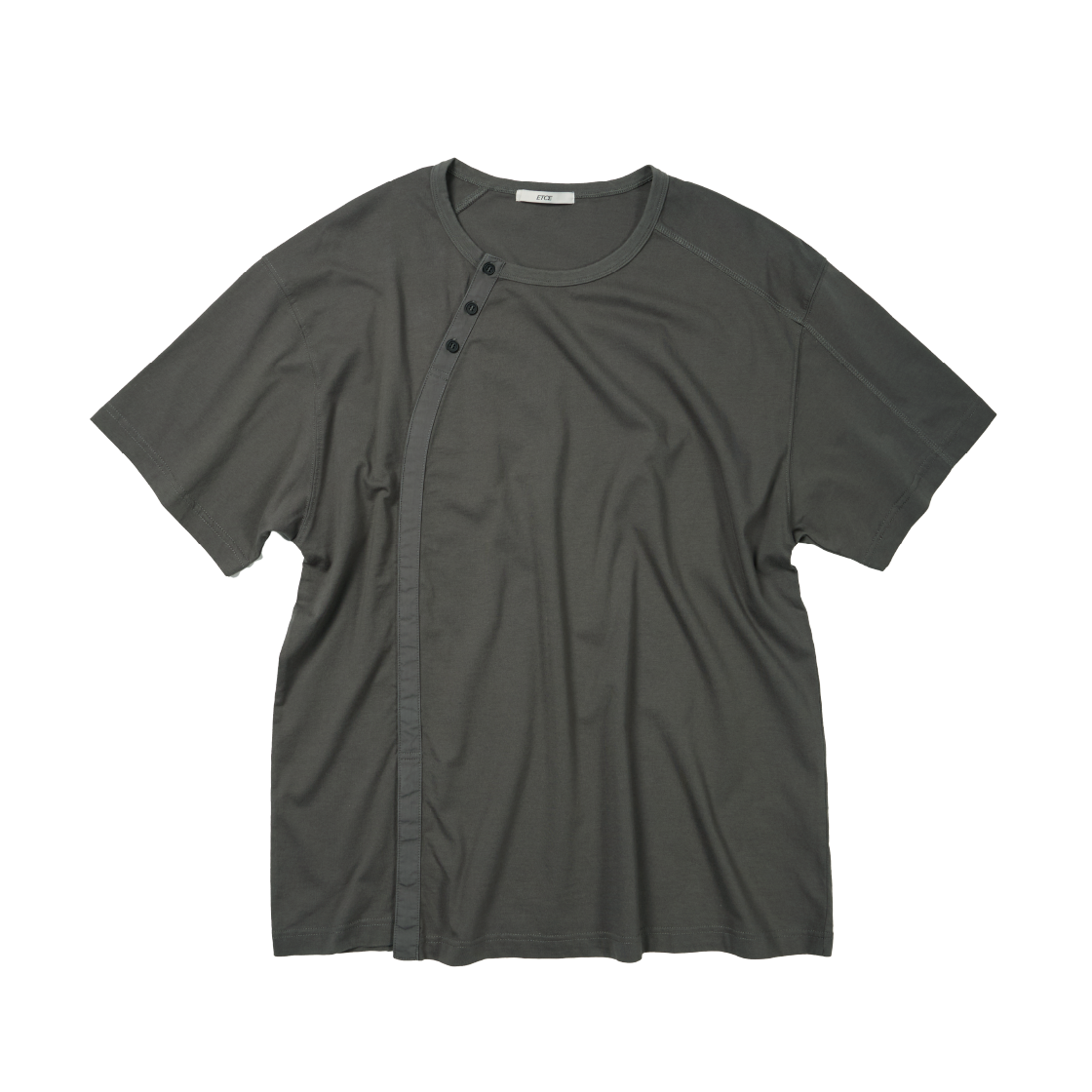 ET2502ST05CH ETCE Curved Henley Neck Tee Charcoal