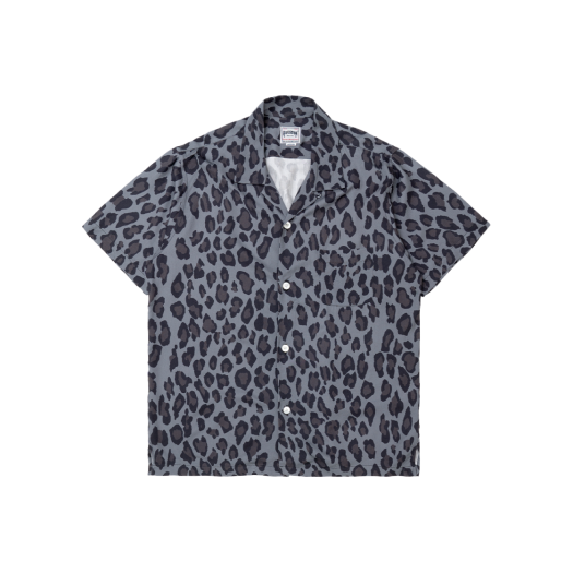 41195CH Houston Japan Aloha Shirt Leopard Charcoal 41195
