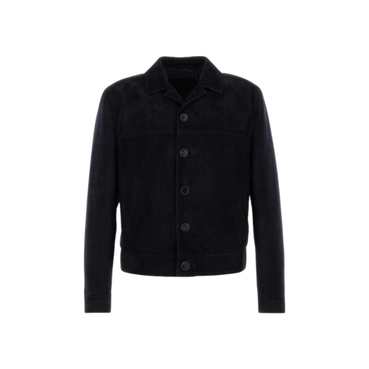 Prada Suede Leather Jacket Navy