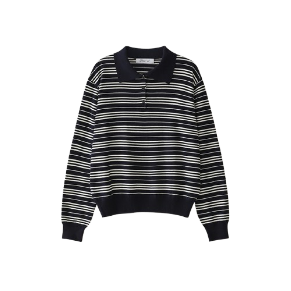 블루 선플라워 리조트 스트라이프 칼라 롱 슬리브 니트웨어 네이비(Blue Sunflower Resort Striped Collar Long Sleeve Knitwear Navy) - 2