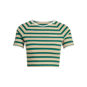 (W) Adidas 80s Rib Stripe Baby T-Shirt Collegiate Green - US Sizing