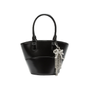 Self Portrait Women Leather Charm Tote Bag Black - 25FW