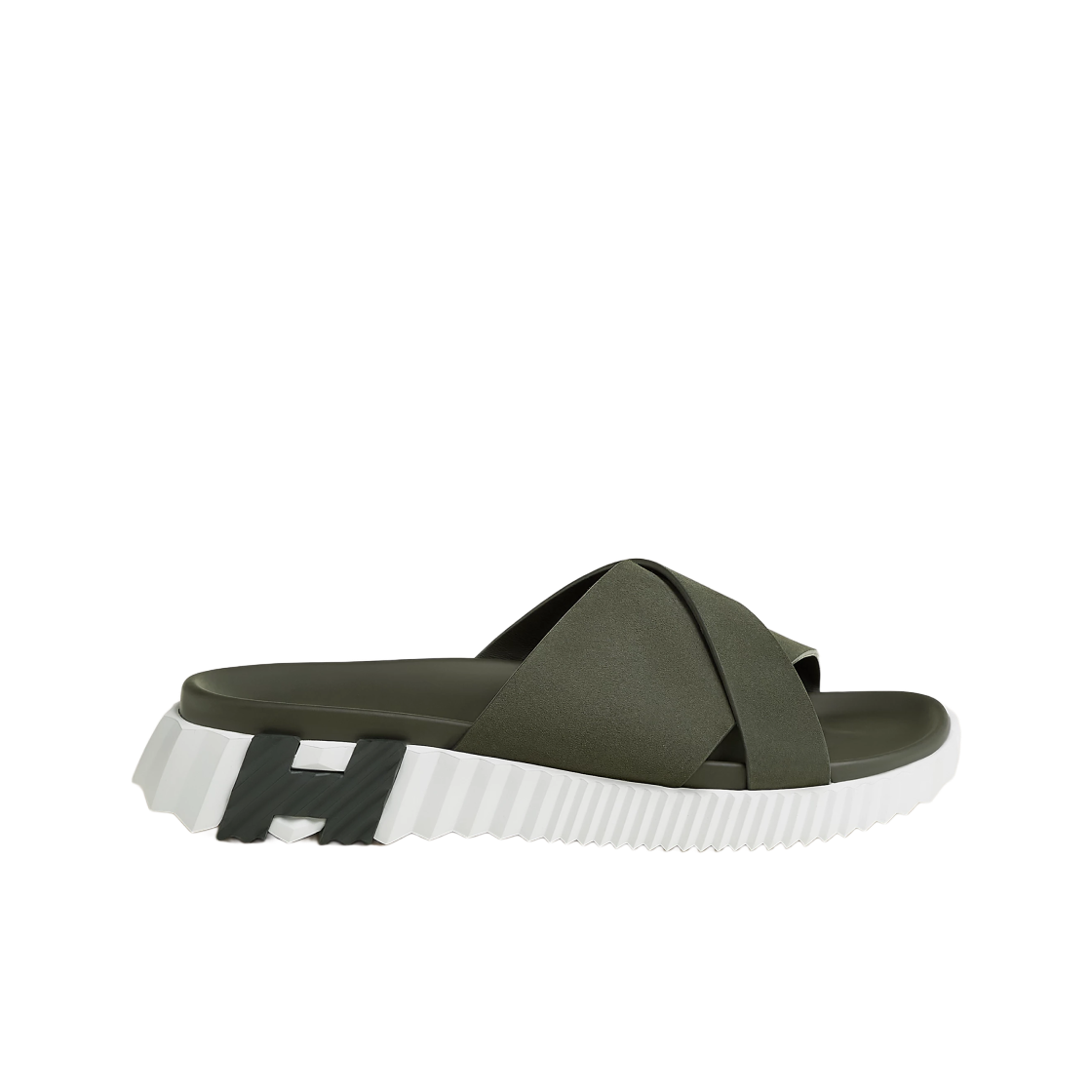 H241920ZH4N Hermes Infra Sandal Suede Goatskin & Vert Foret