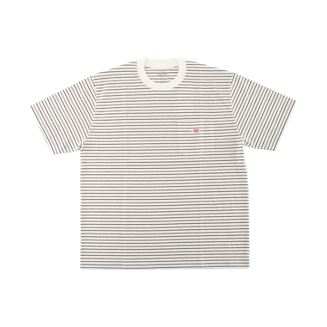 DT-C0198 Danton Stripe Short Sleeve Pocket T-Shirt Ecru Black