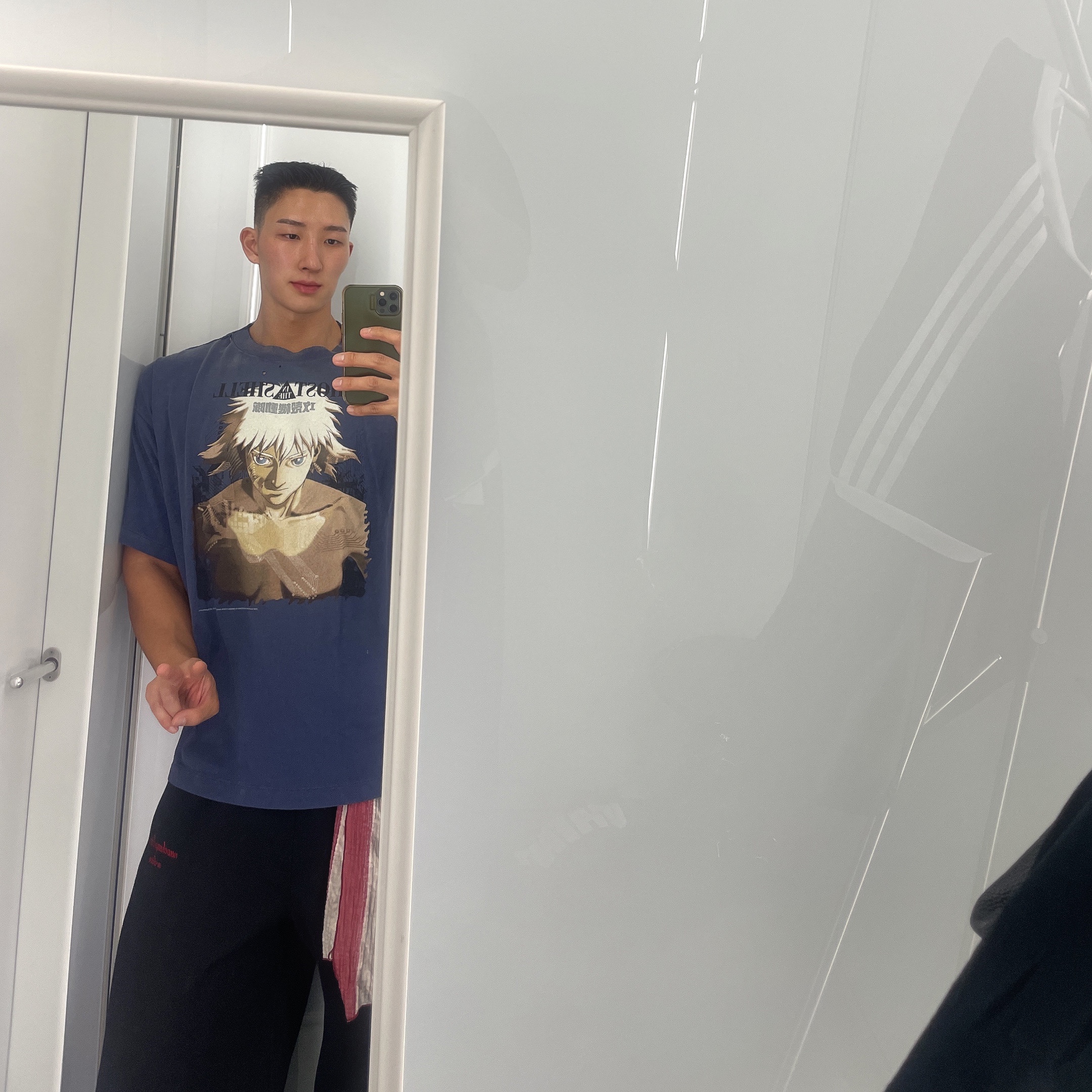 Saint Mxxxxxx x Ghost in The Shell T-Shirt Navy - 25SS 착용 스타일 - 2