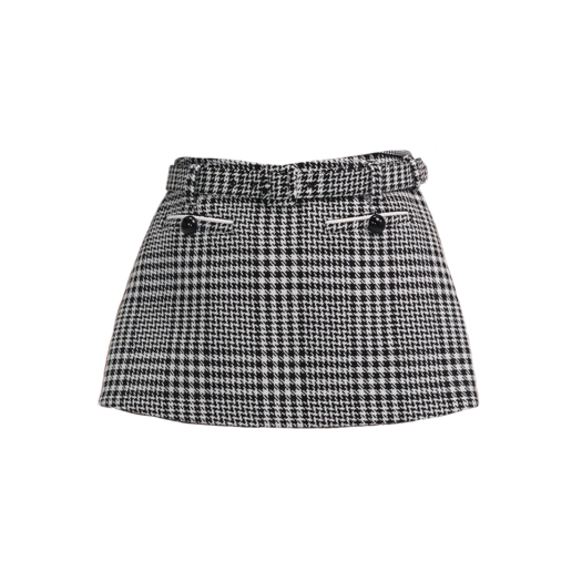 KW5CSKSSF10GY Self Portrait Women Houndstooth Mini Skirt Black And White - 25FW
