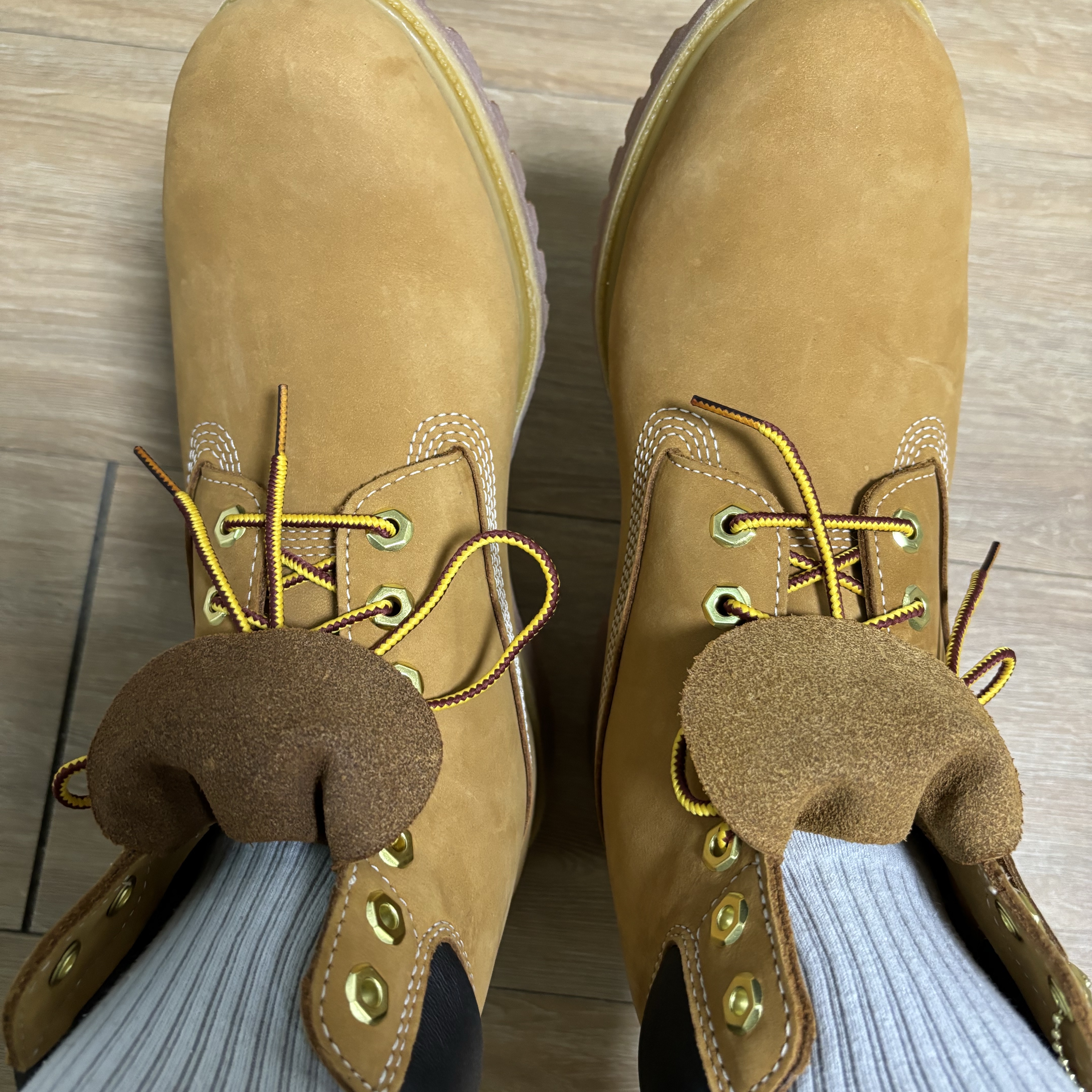 Timberland Premium 6 inch Waterproof Boot Wheat Nubuck - Wide 착용 스타일