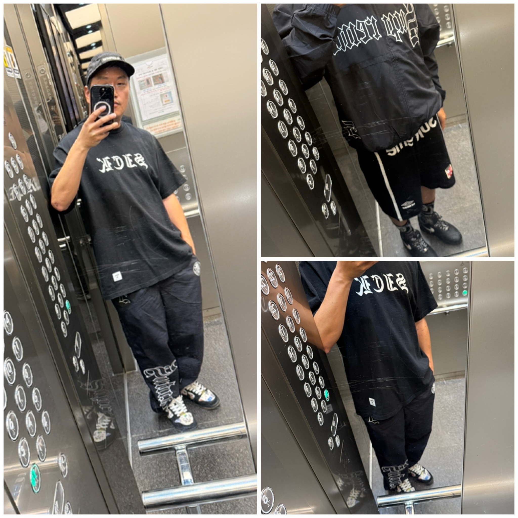 Supreme Old English Track Pants Black - 25SS, Supreme Old English Track Jacket Black - 25SS 착용 스타일
