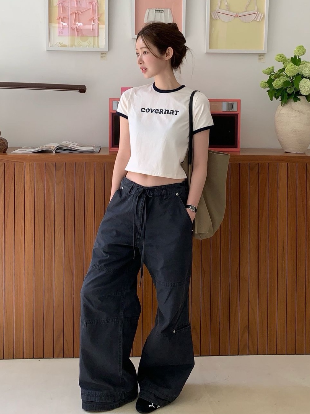Millo Archive Vintage Side Pocket Pants Vintage Gray, Polyteru 1 Tuck Gosima Pants Deep Charcoal 착용 스타일 - 4