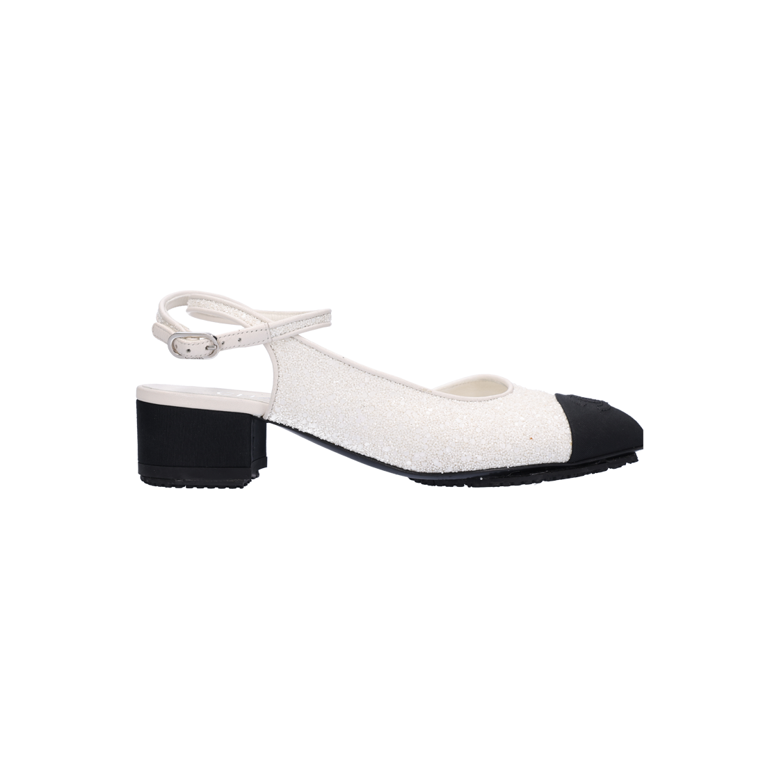 ITNB2RPWF25G Chanel Light Slingback Glitter Grosgrain White 36.5