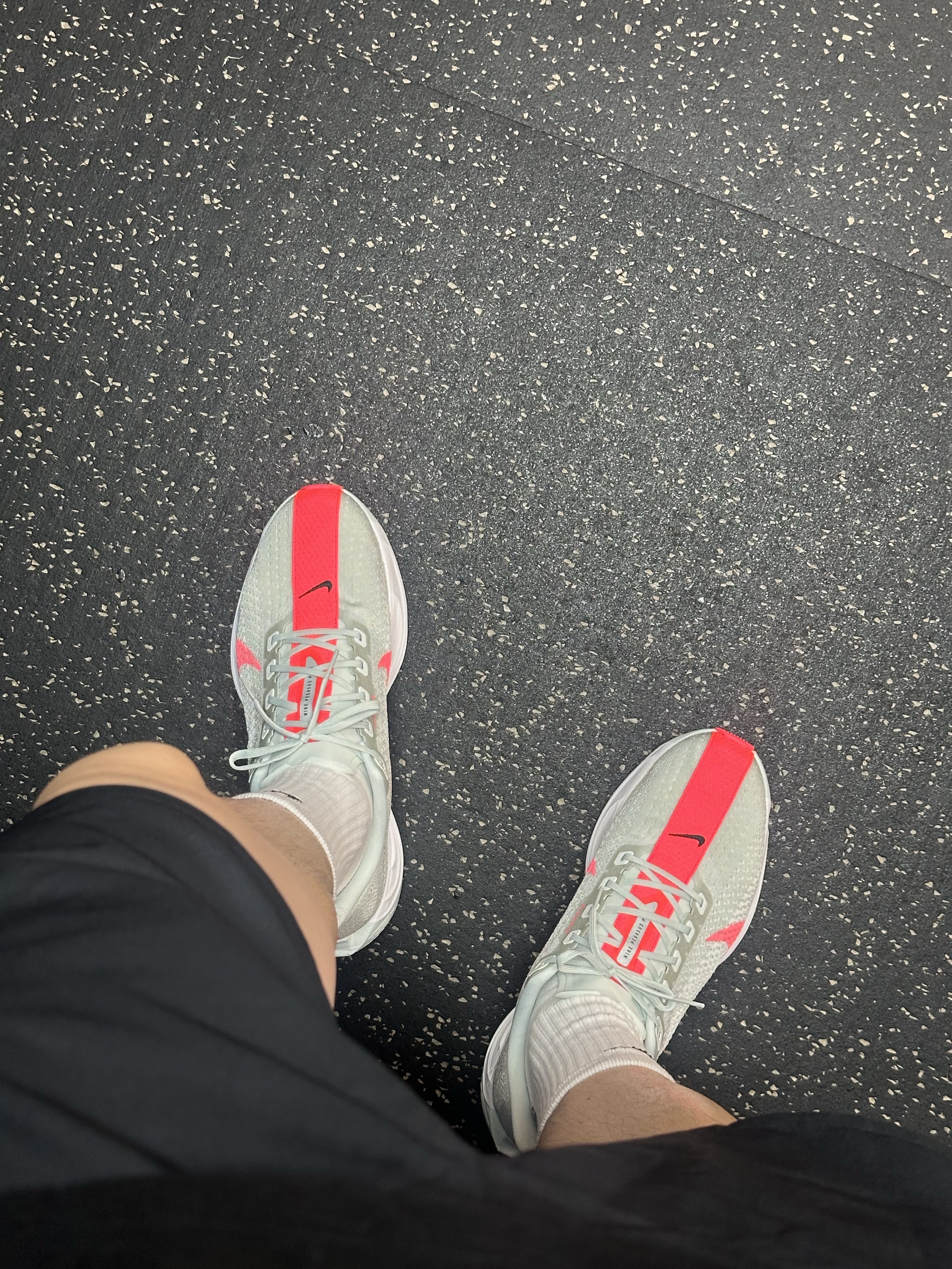 Nike Pegasus Plus Barely Grey Hot Punch 착용 스타일