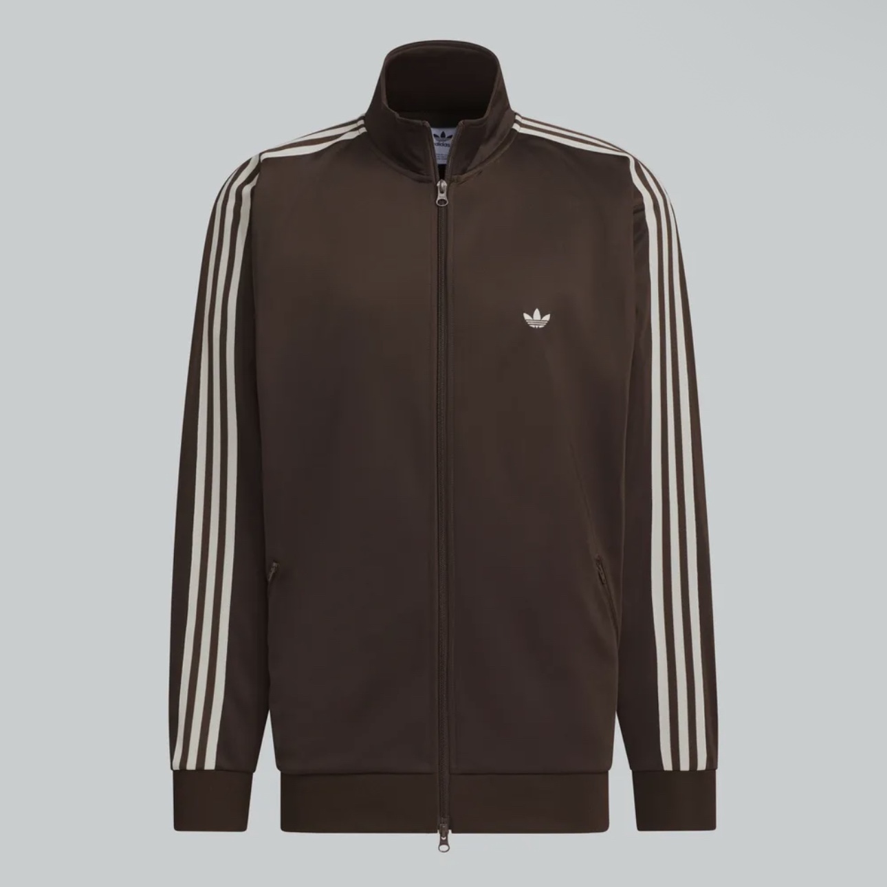 Adidas Originals Track Jacket Gender Neutral Dark Brown Wonder White - KR Sizing 착용 스타일
