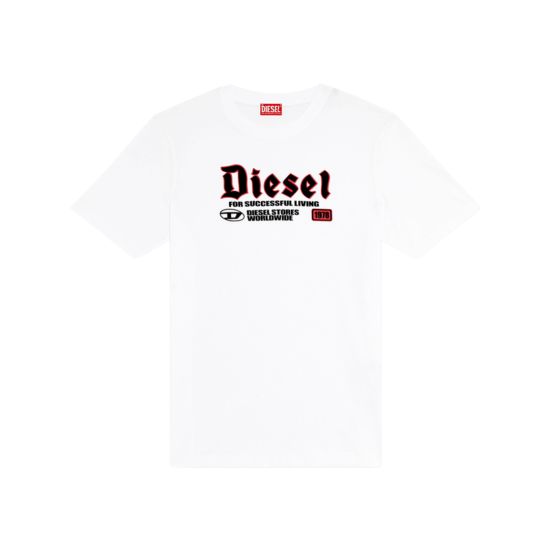 디젤 T-어드저스트-K1 플록 디젤 프린트 티셔츠 화이트(Diesel T-Adjust-K1 T-Shirt with Flocked Diesel Print White) - 1