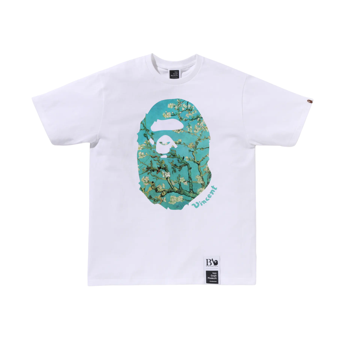 베이프 x 반 고흐 뮤지엄 에이프 헤드 캔버스 아트 티셔츠 화이트 삭스(BAPE x Van Gogh Museum Ape Head Canvas Art T-Shirt White Sax)