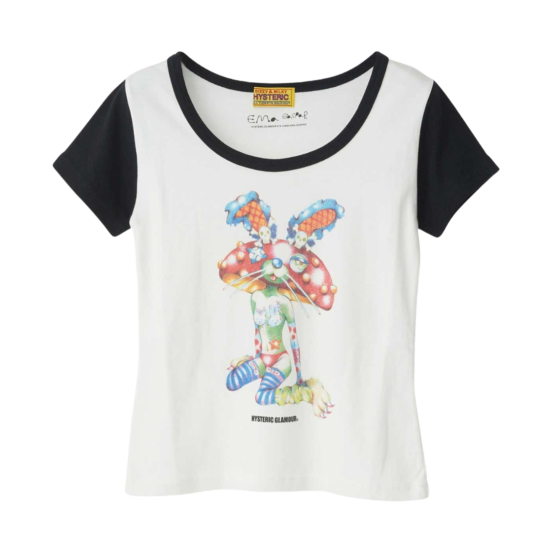(W) 히스테릭 글래머 EMA 레이지 머쉬룸 치비 티셔츠 화이트((W) Hysteric Glamour EMA Lazy Mushroom Chibi T-Shirt White) - 1
