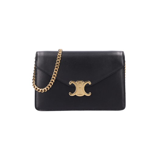 IT2RSVAF9C3T Celine Wallet On Chain Margo in Shiny Calfskin Black