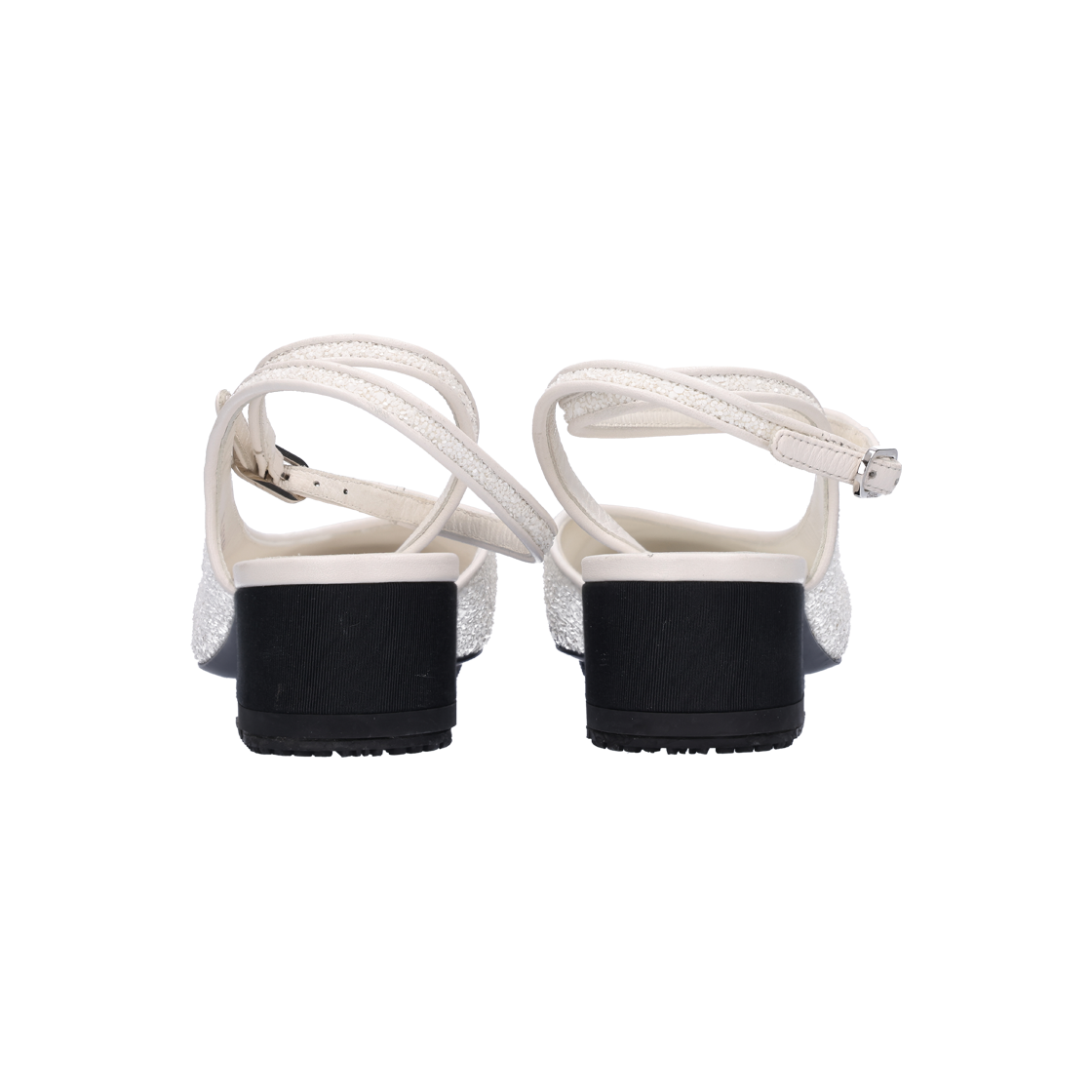 샤넬 라이트 슬링백 글리터 그로그랭 화이트 36.5(Chanel Light Slingback Glitter Grosgrain White 36.5) - 3