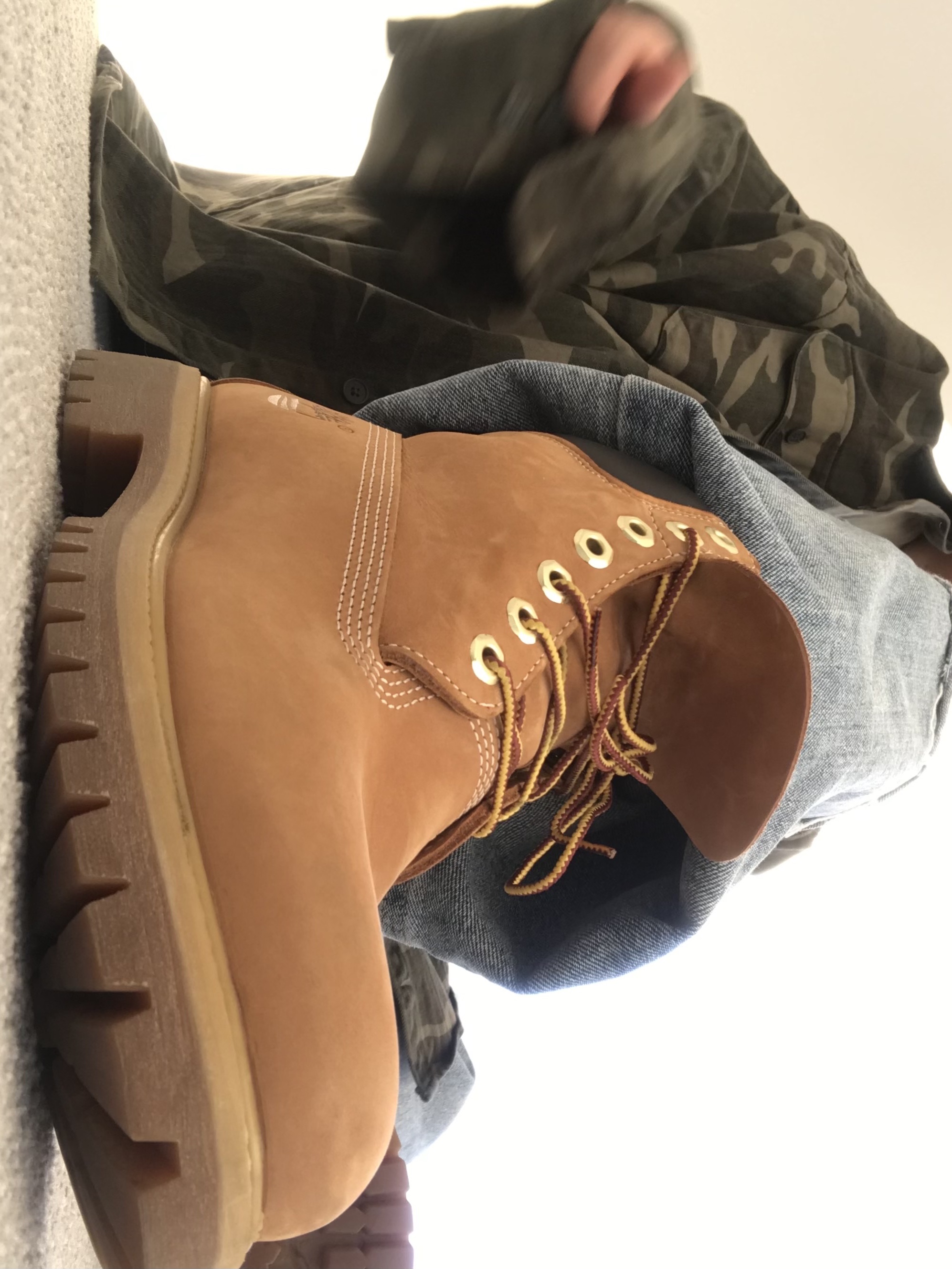 Timberland Premium 6 inch Waterproof Boot Wheat Nubuck - Wide 착용 스타일 - 2