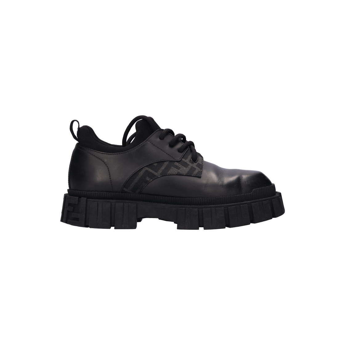 ITKFGNES8DCC Fendi FF Force Lace-up Shoes Leather Black 7.5