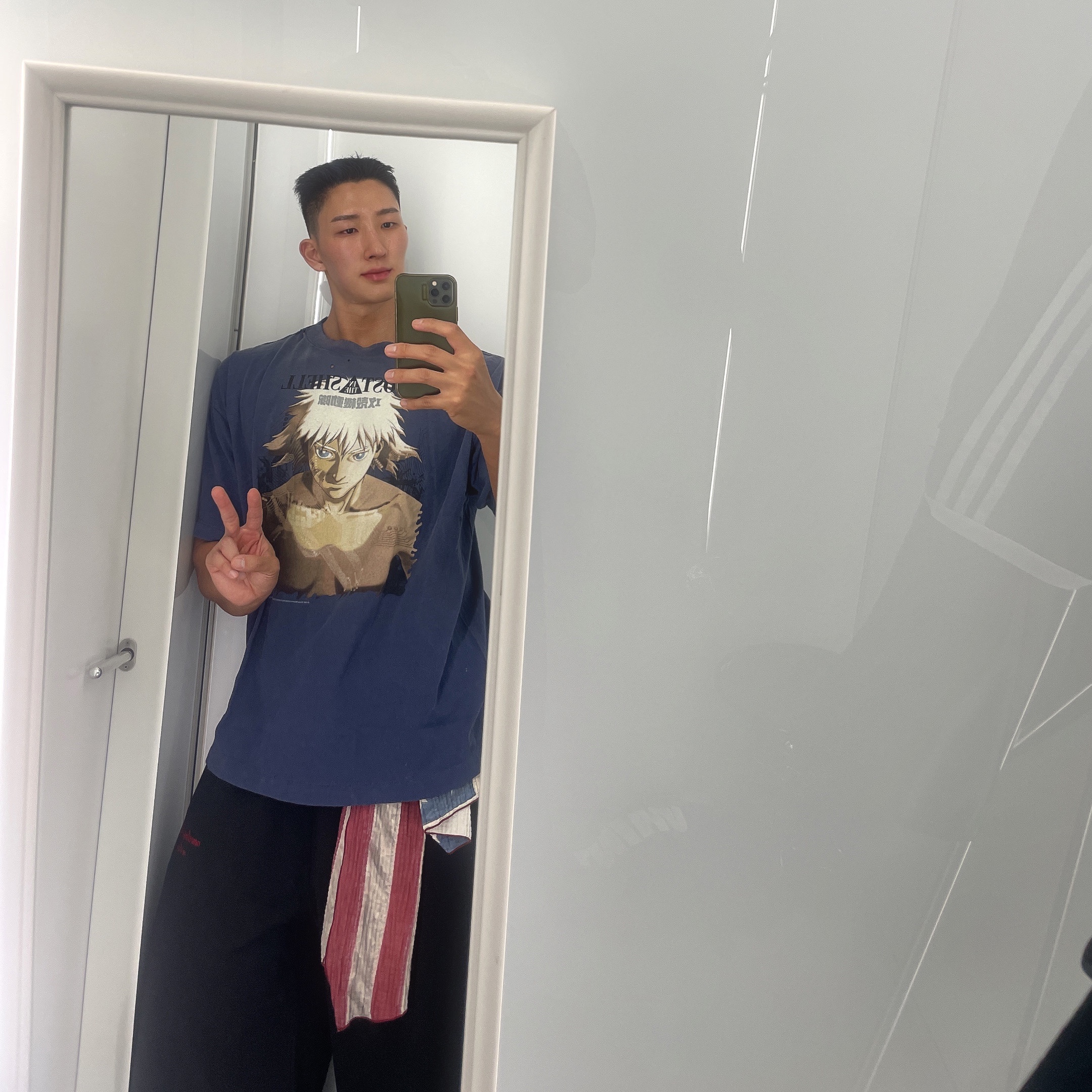 Saint Mxxxxxx x Ghost in The Shell T-Shirt Navy - 25SS 착용 스타일 - 1
