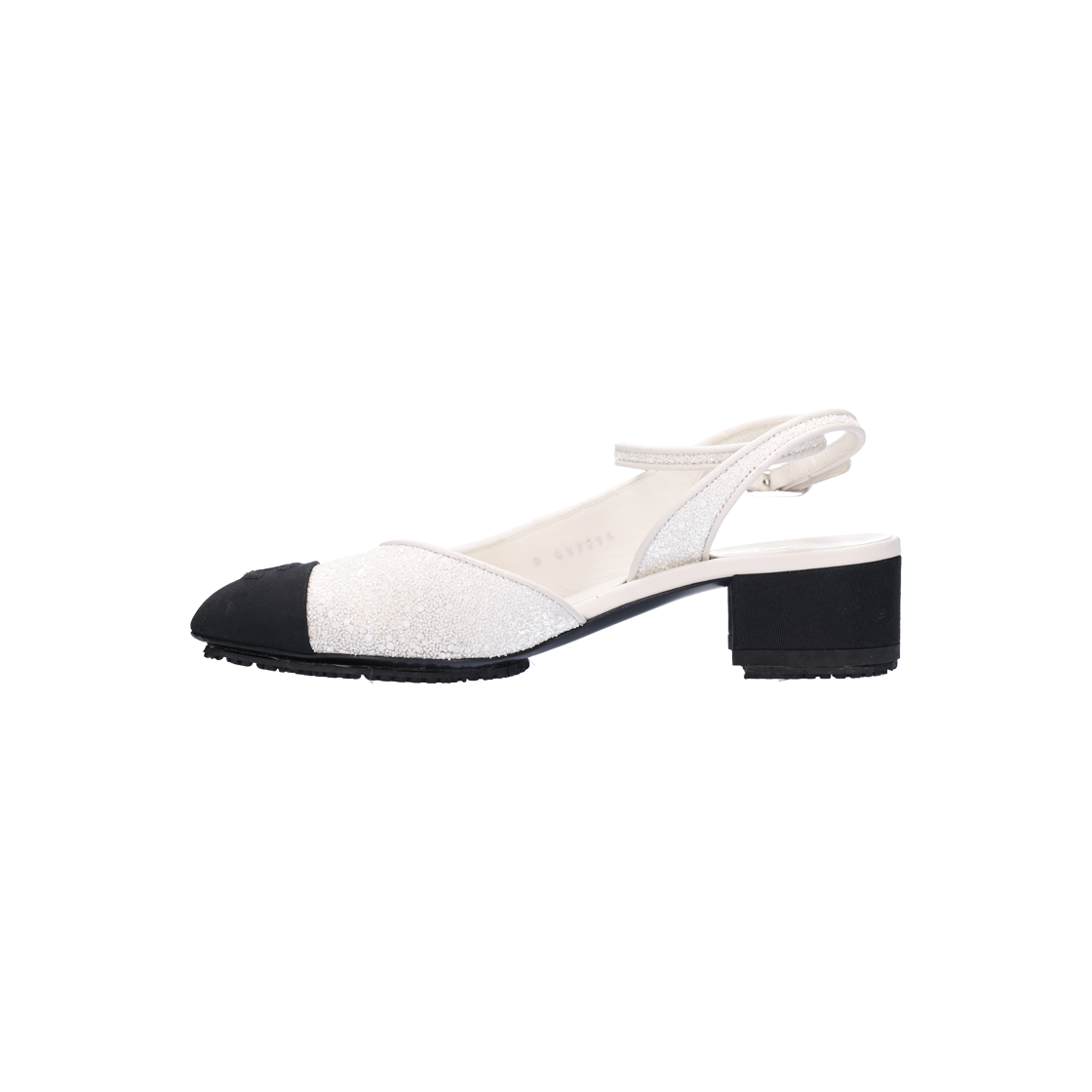 샤넬 라이트 슬링백 글리터 그로그랭 화이트 36.5(Chanel Light Slingback Glitter Grosgrain White 36.5) - 2