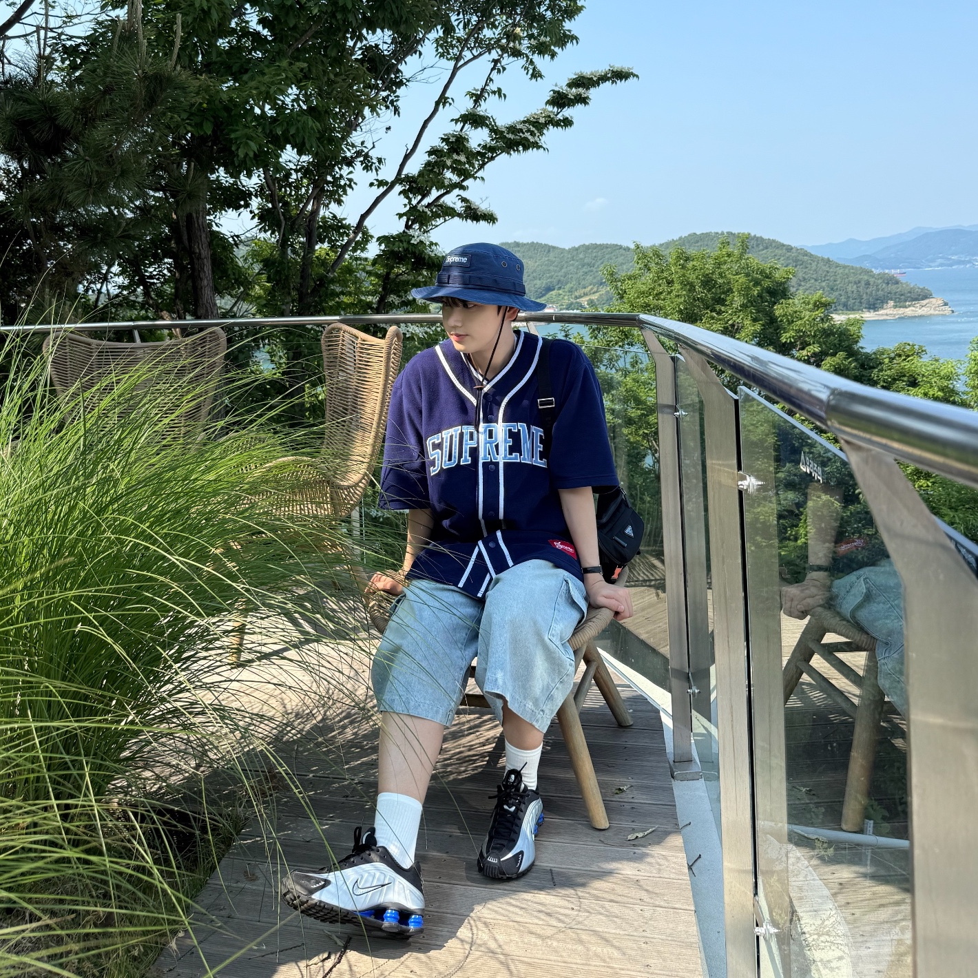Supreme Military Boonie Navy - 24FW, Supreme Polartec Baseball Jersey Navy - 24FW 착용 스타일 - 1