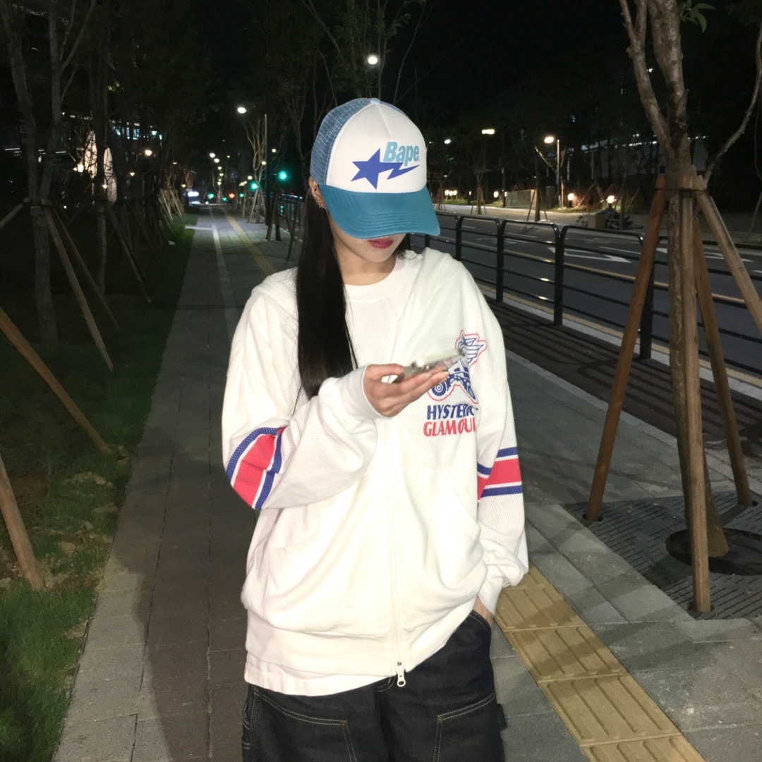 BAPE Sta Mesh Cap Blue 착용 스타일 - 2